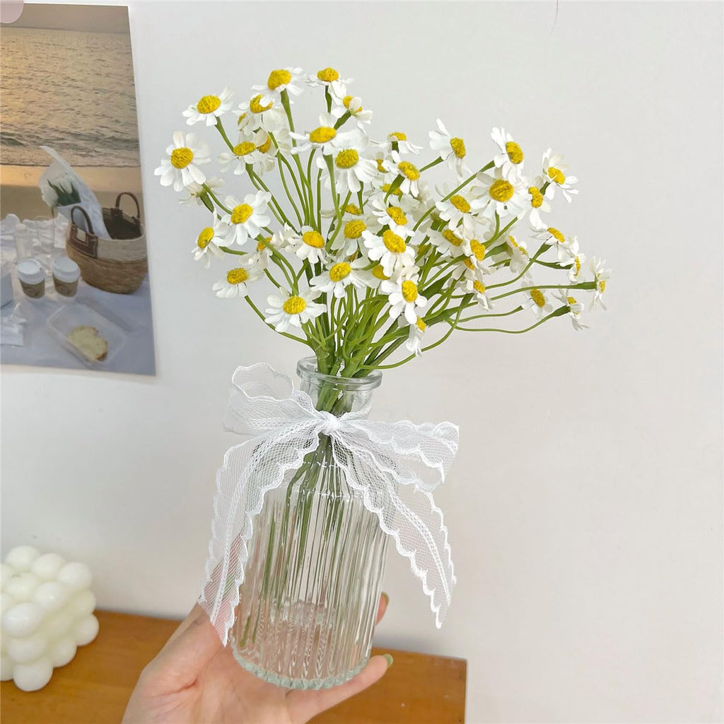 Small White Daisy Artificial Flowers â€?2 Bouquets (12 Pieces), 10-Inch Fake Spring Wildflowers for Party Decor (Vase Not Included)