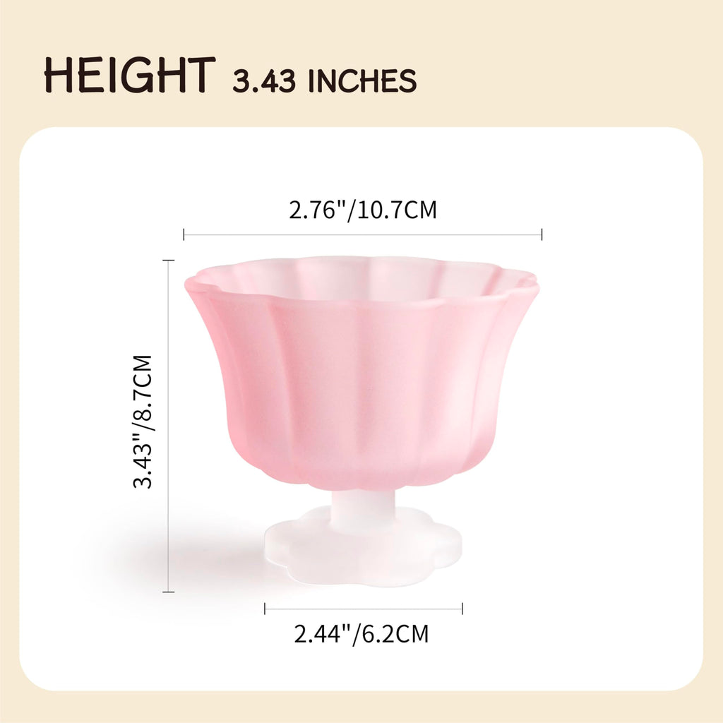 Matte Gradient Finish Glass Dessert Bowl with Heavy Base, 240ml (8.1oz)