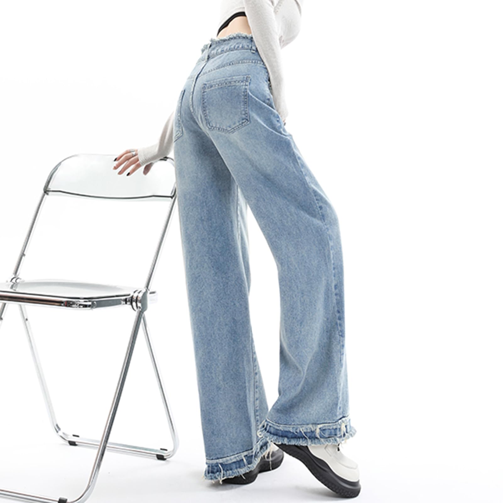 Y2K High-Waisted Baggy Jeans â€?Stretch Wide-Leg Denim