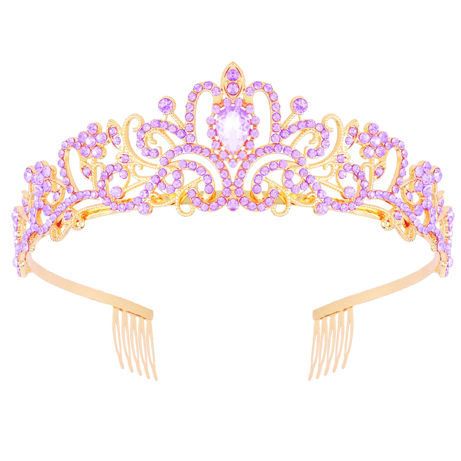 Princess Crystal Tiara Crown Headband Elegant Crown With Combs