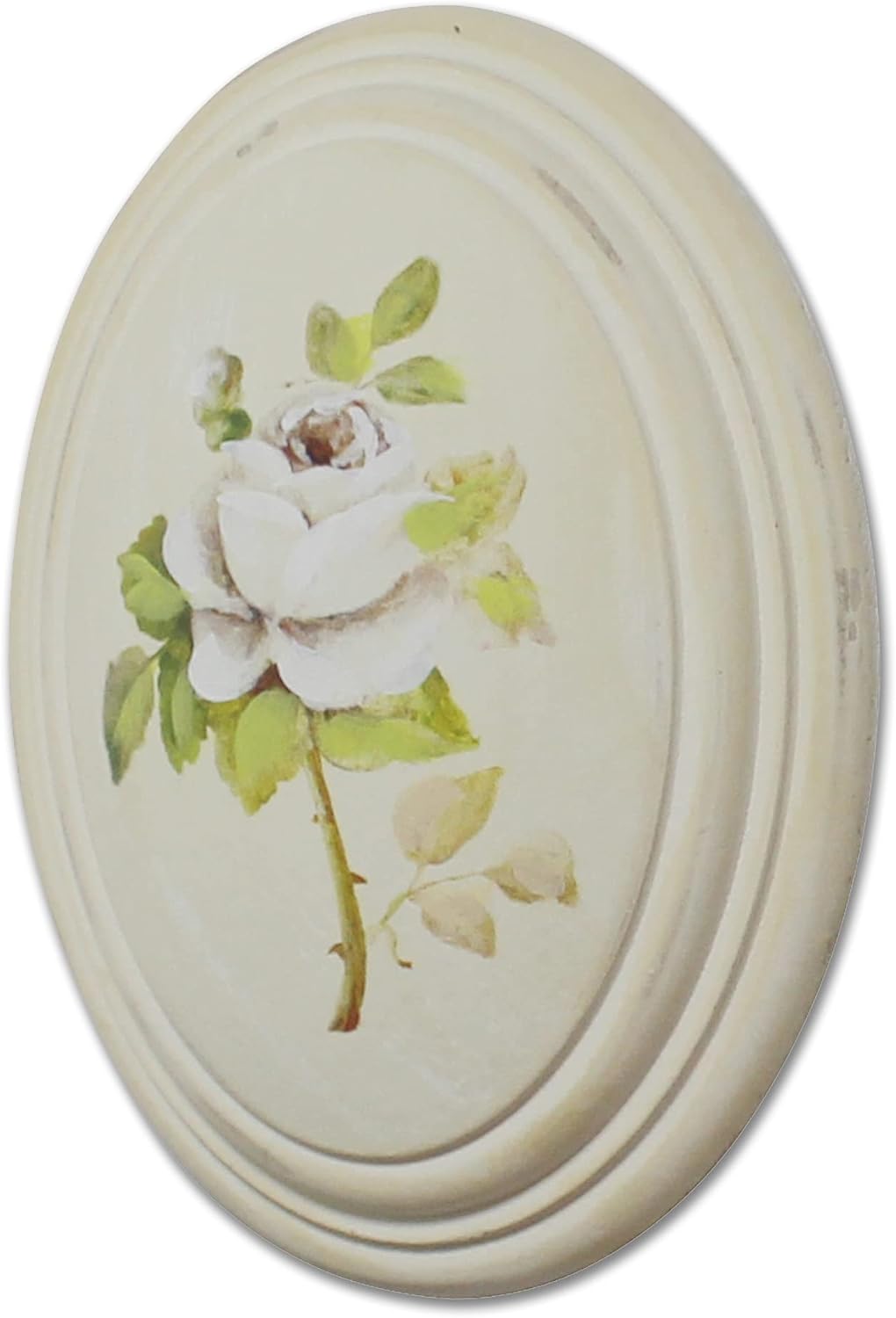 Painted Oval Wooden Frame Wall Hanging 3D Painting Decoration Art, Rose Flower Design Set of 3