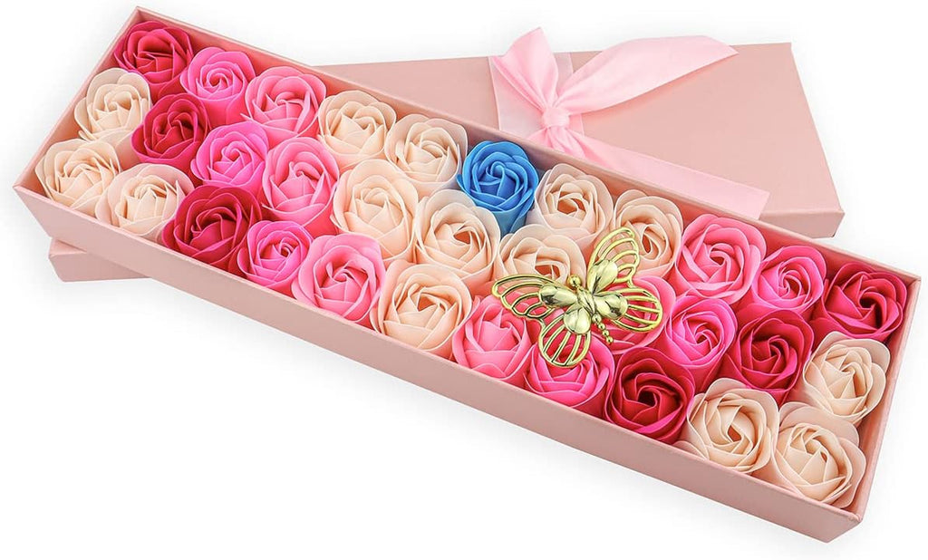 Floral Scented Bath Soap Rose Flower Petals, Plant Essential Oil Rose Soap Set 33 PCS