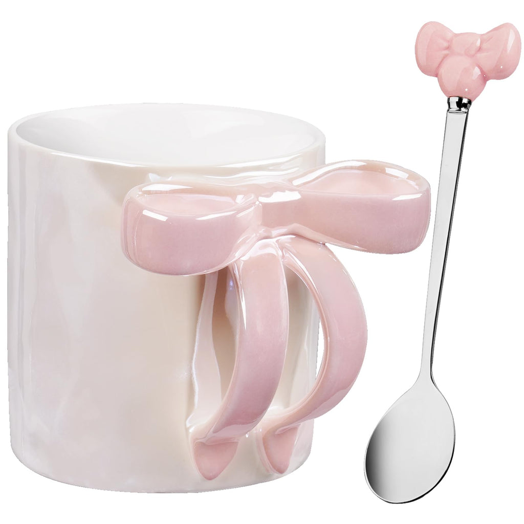 Ceramic Bow Handle Mug, Electroplated Finish with Shimmering Starry Glow, High-Temperature Fired for Durability 12OZ