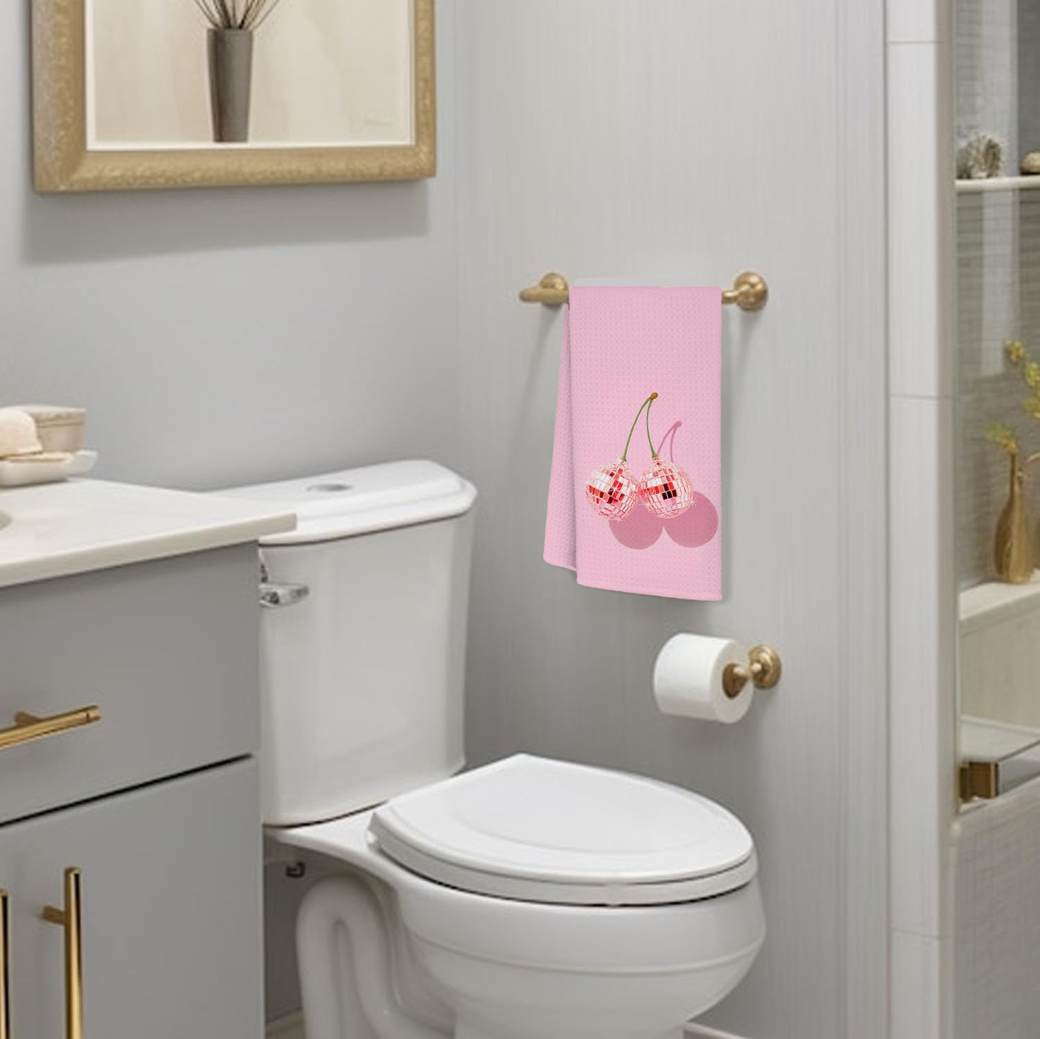 Retro Bathroom Kitchen Decor, Preppy Hand Dish Tea Towels 16×24 Inch