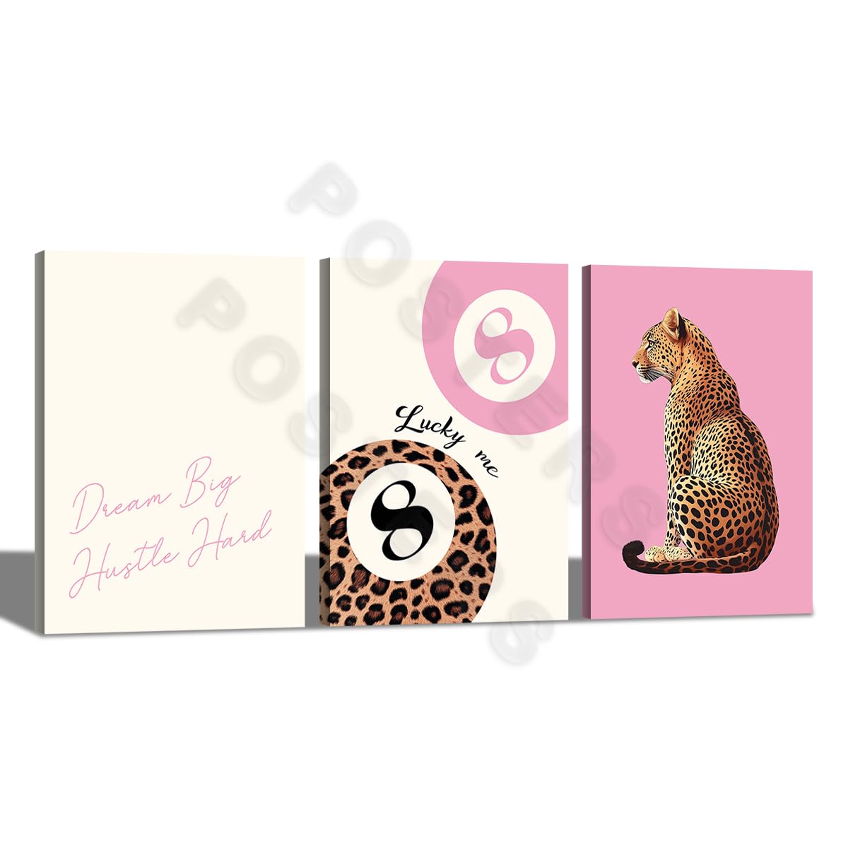 Pink Set of 3 Leopard Wall Art Prints Trendy Girly Cheetah Print Poster for Home Decor 16X24 in Unframed