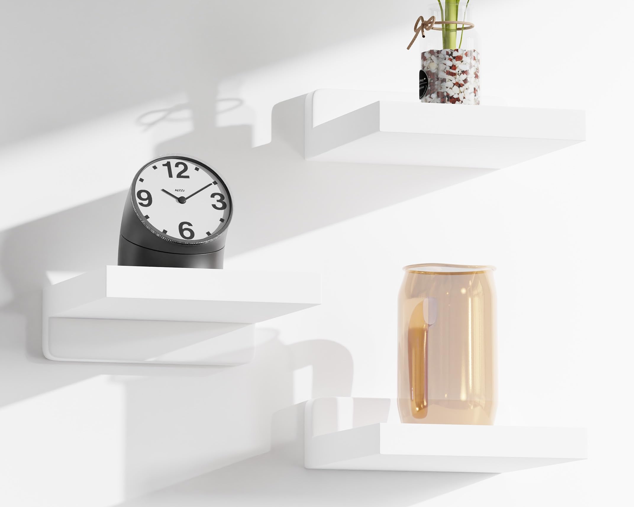 Small Floating Shelves Mini Shelves Hanging Display 5 Inch Wall Shelf for Bathroom Livingroom Bedroom,3 Pack, with 2 Types of Installation, Great for Room Decor