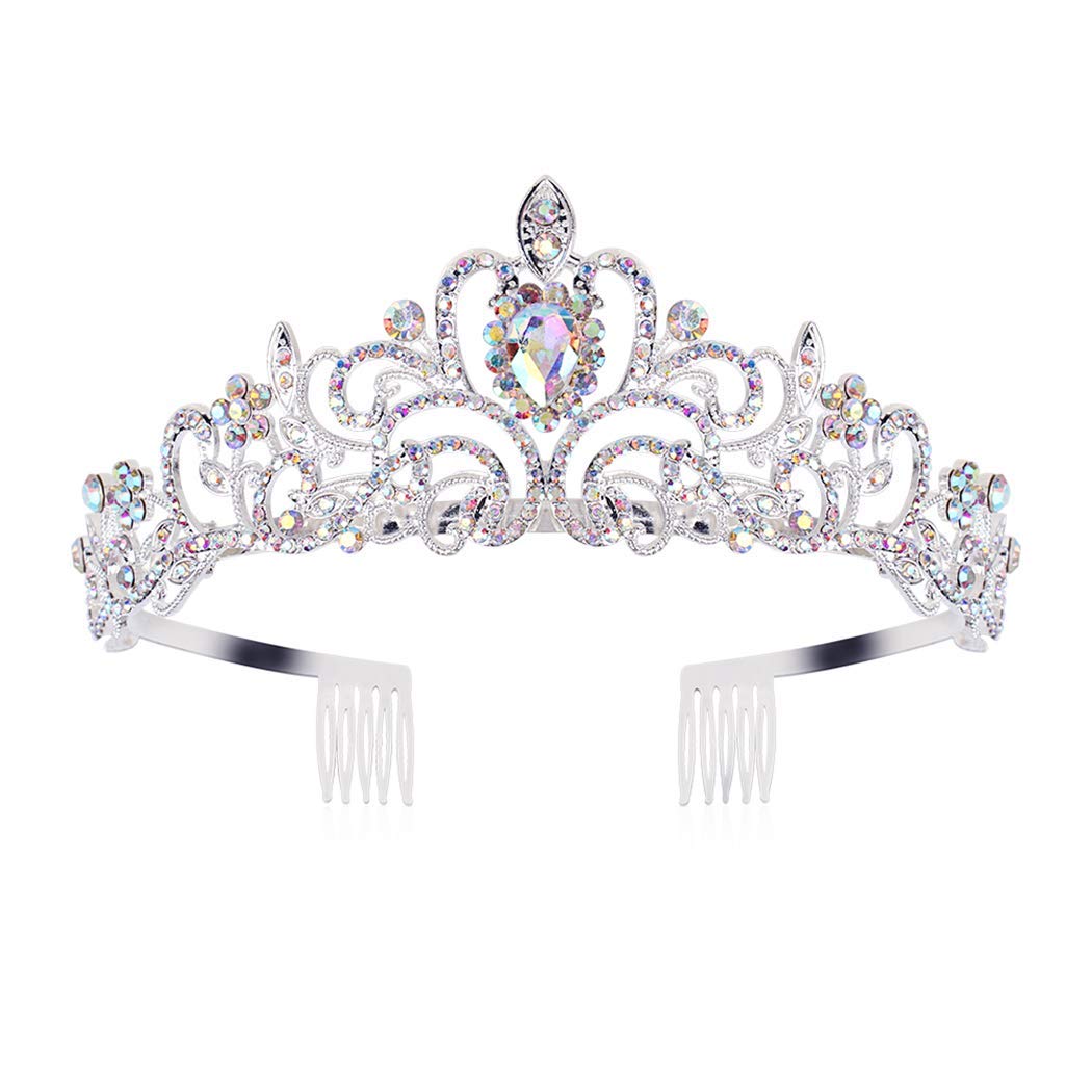 Princess Crystal Tiara Crown Headband Elegant Crown With Combs