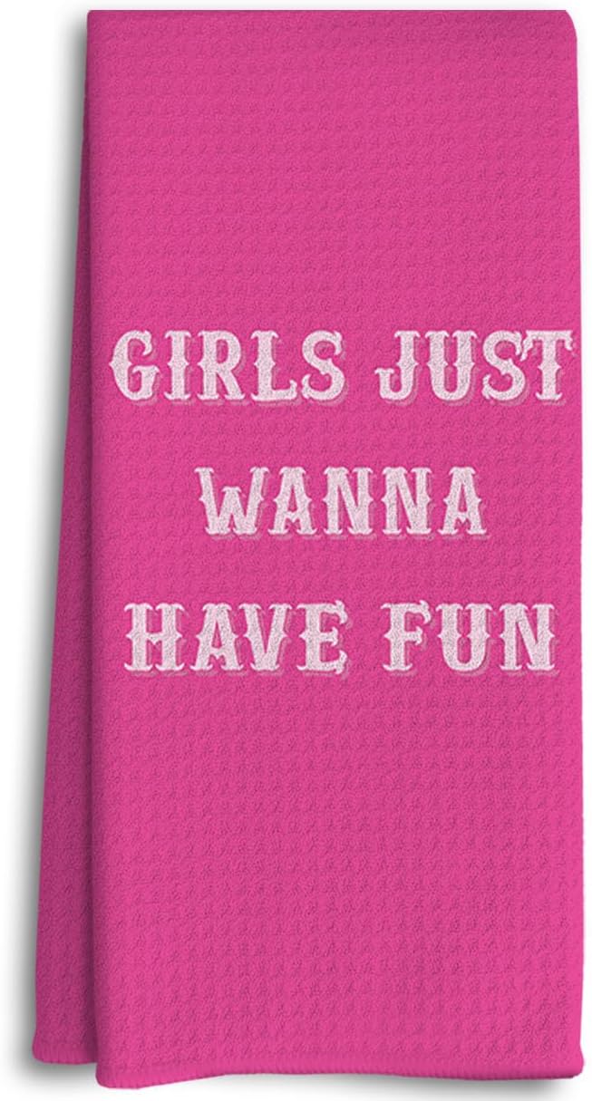 Pink Girls Just Wanna Have Fun Hand Towels