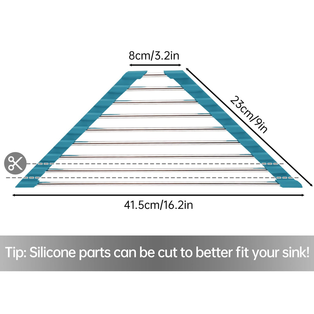 Triangle Foldable Dish Drying Rack, Small Roll-Up - Stainless Steel Over Sink Drainer for Kitchen Sink Corner, Rustproof
