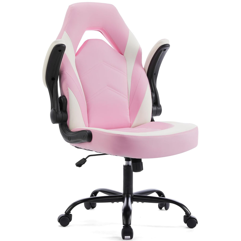 Ergonomic Office Executive Adjustable Swivel Task PU Leather Racing Chair with Flip-up Armrest