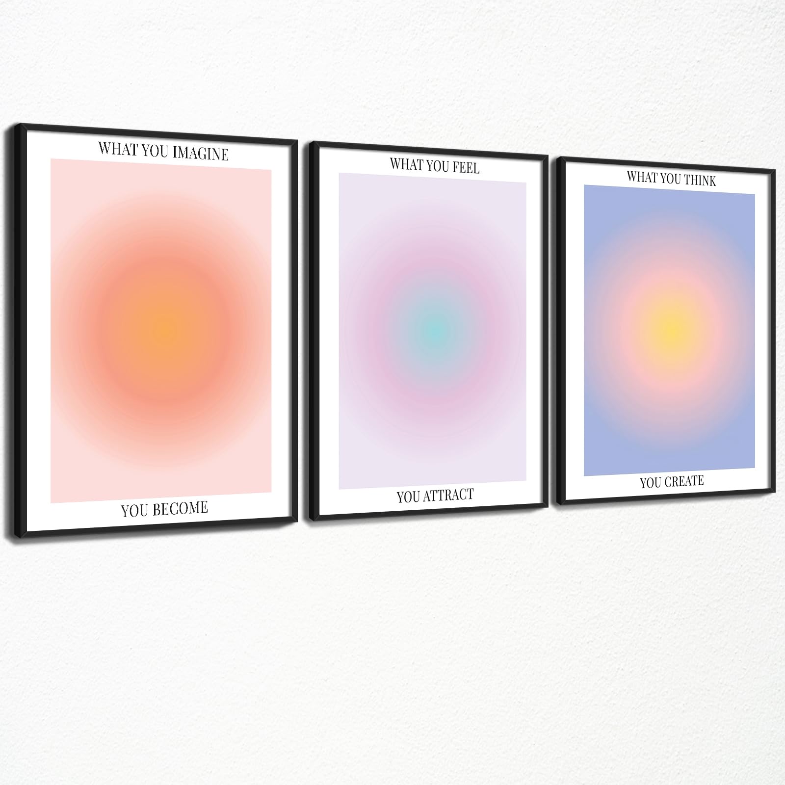Set of 3 Retro Preppy Cherry Canvas Wall Art Posters â€?Funky Euphoria Abstract Aura Prints for Bedroom or Dorm Decor