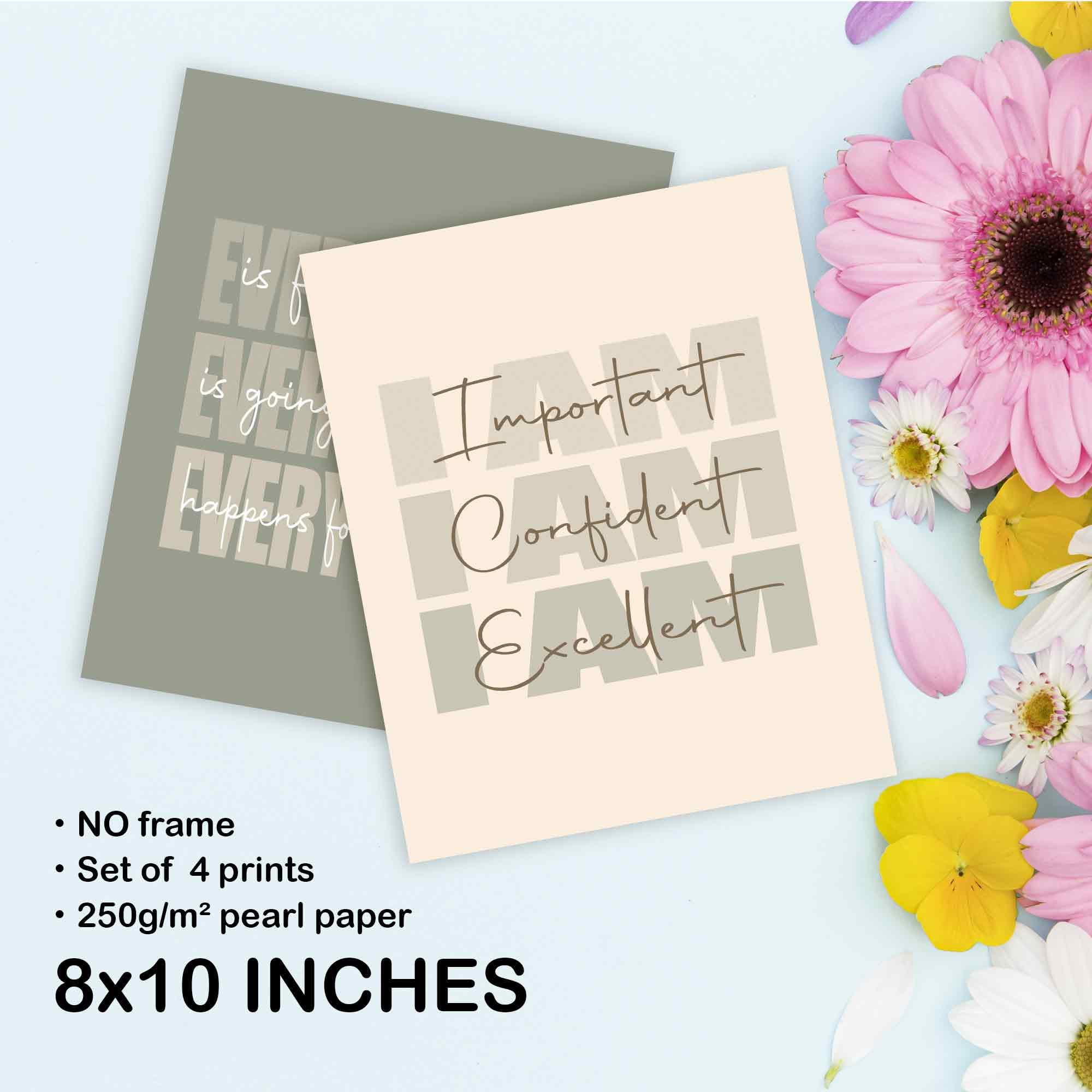 Set of 4 Inspirational Posters â€?Motivational Wall Art for Teen Girls & Women (8x10)