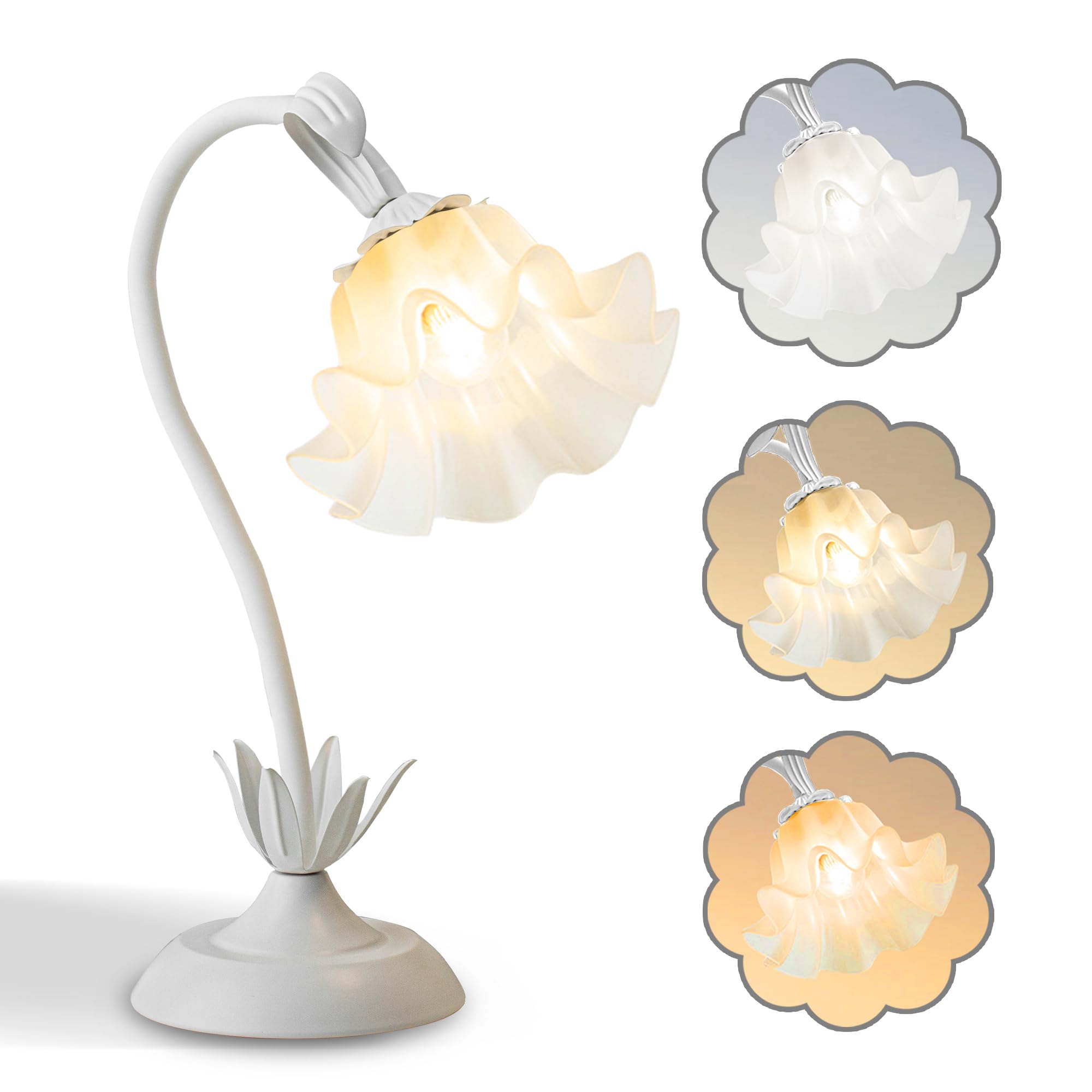 Vintage Flower LED Table Lamp â€?Kawaii Bedside Reading Light with 3 Color Modes