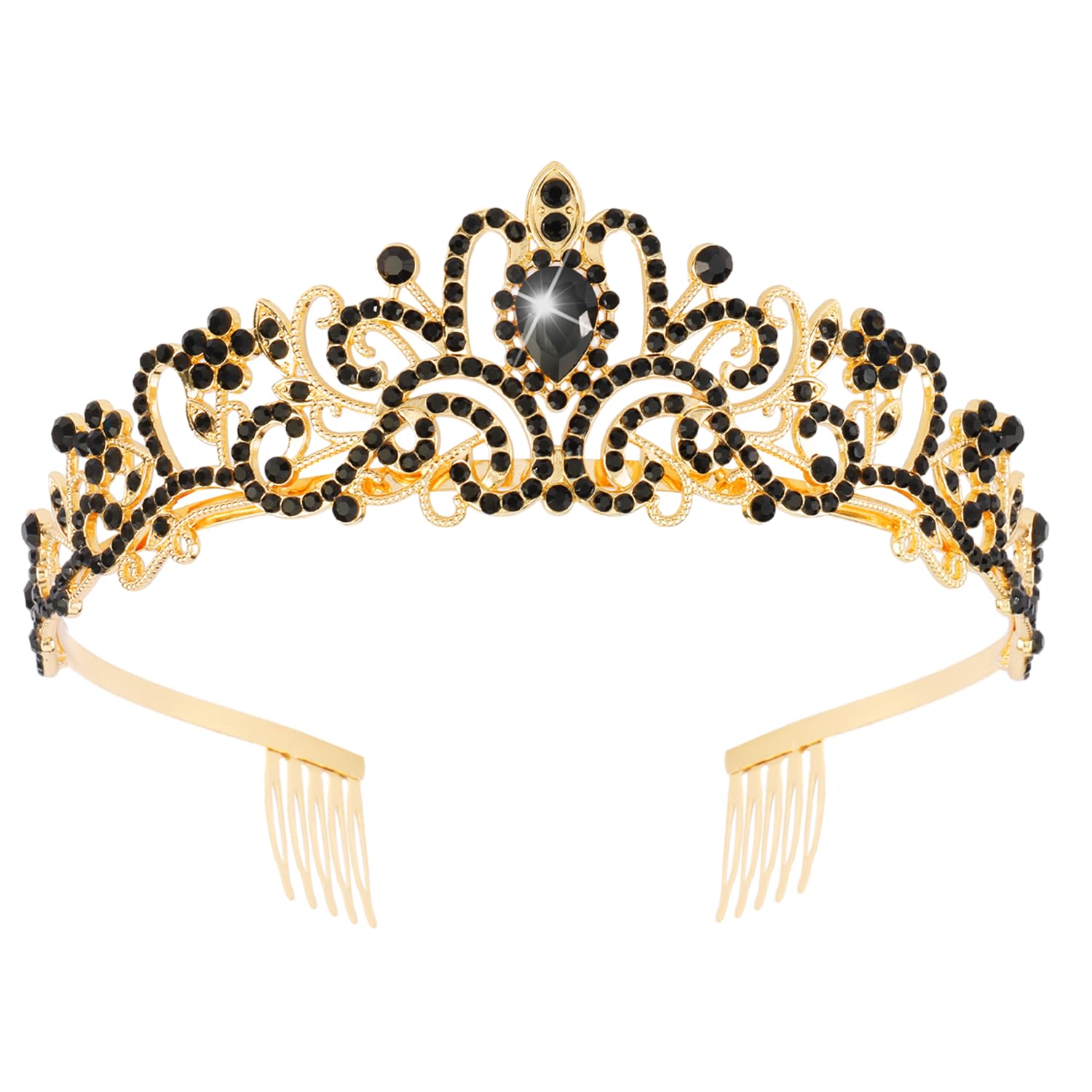 Princess Crystal Tiara Crown Headband Elegant Crown With Combs