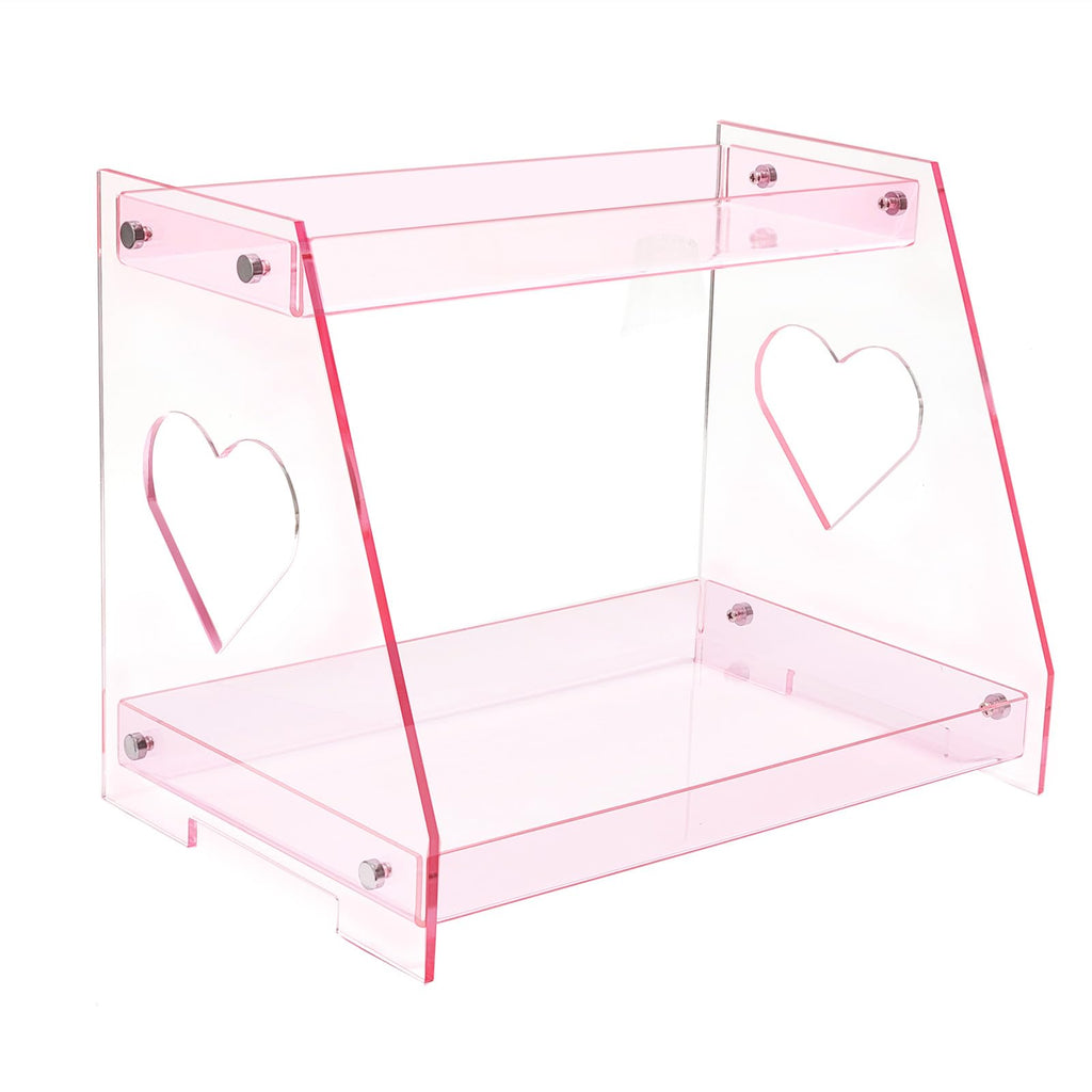 Pink Heart 2 Tie Organizer Display Shelf, Acrylic Tray