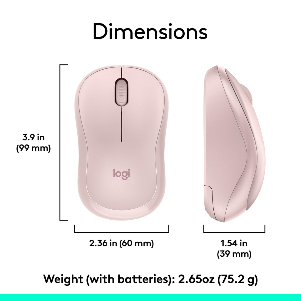 Rose Wireless Keyboard and Mouse Combo â€?2.4 GHz, Compact Mouse, 8 Multimedia Shortcuts, Long-Lasting 2-Year Battery, Compatible with Windows PC & Laptop