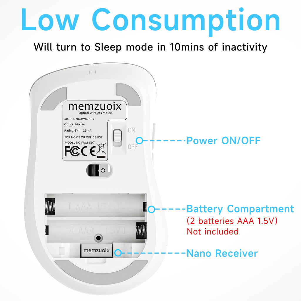 Portable Computer Wireless Mouse for Laptop, PC, Desktop, MacBook, 5 Buttons