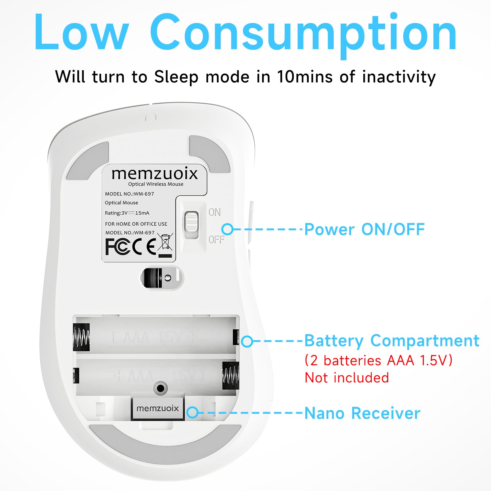 Portable Computer Wireless Mouse for Laptop, PC, Desktop, MacBook, 5 Buttons