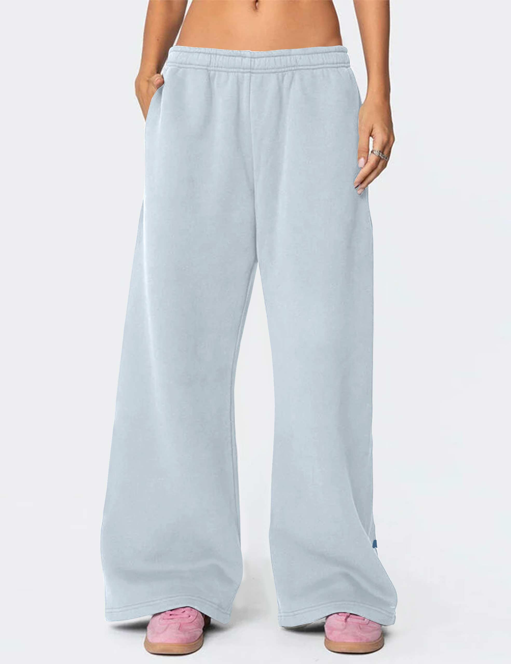 Women's Wide-Leg Sweatpants â€?Straight Leg, Graphic Bow Print, Elastic Waistband, Lounge Joggers with Pockets