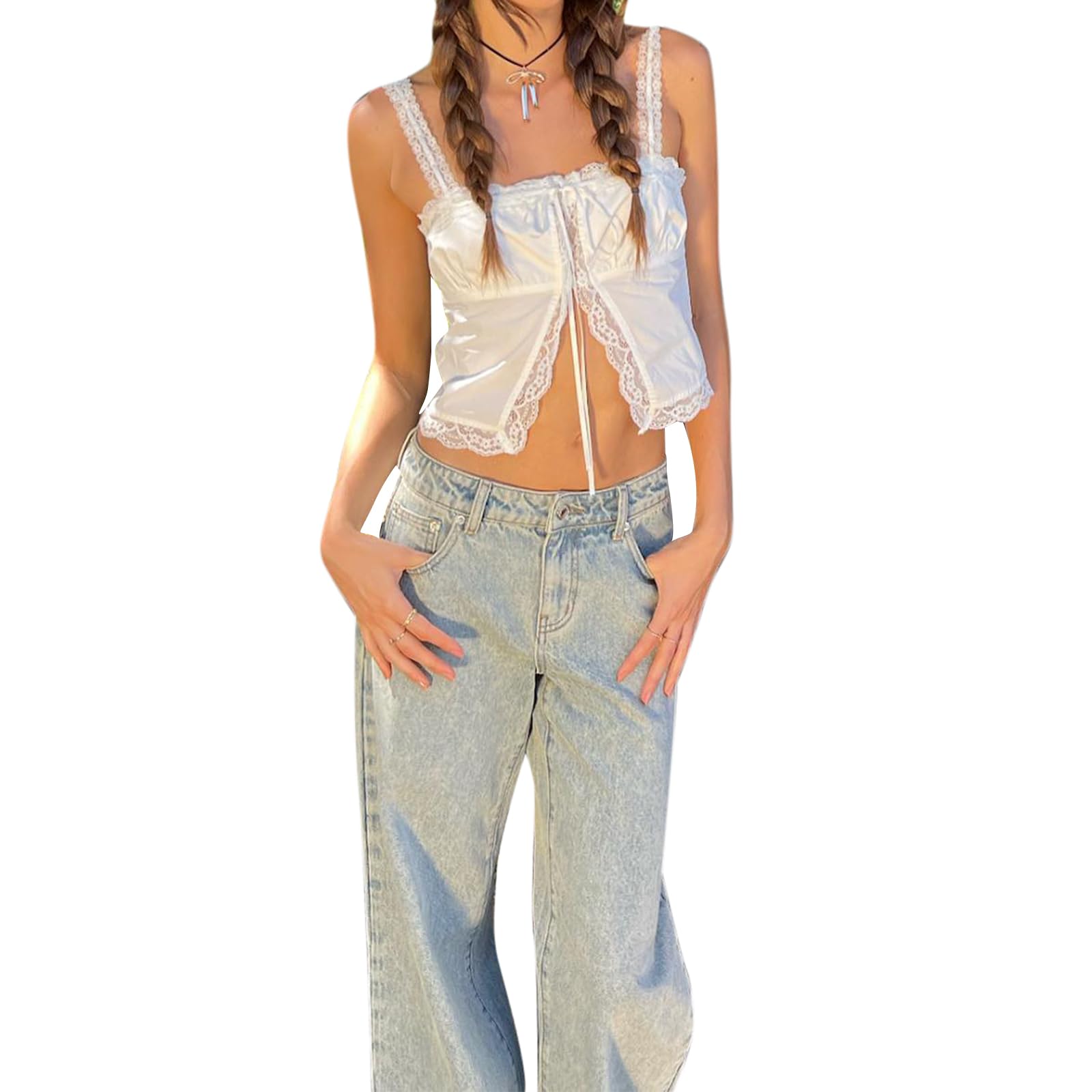 Women Y2k Ruffle 2 Piece Skirt Set Sexy Lace Mesh Crop Top and Mini Skirt Set Outfits