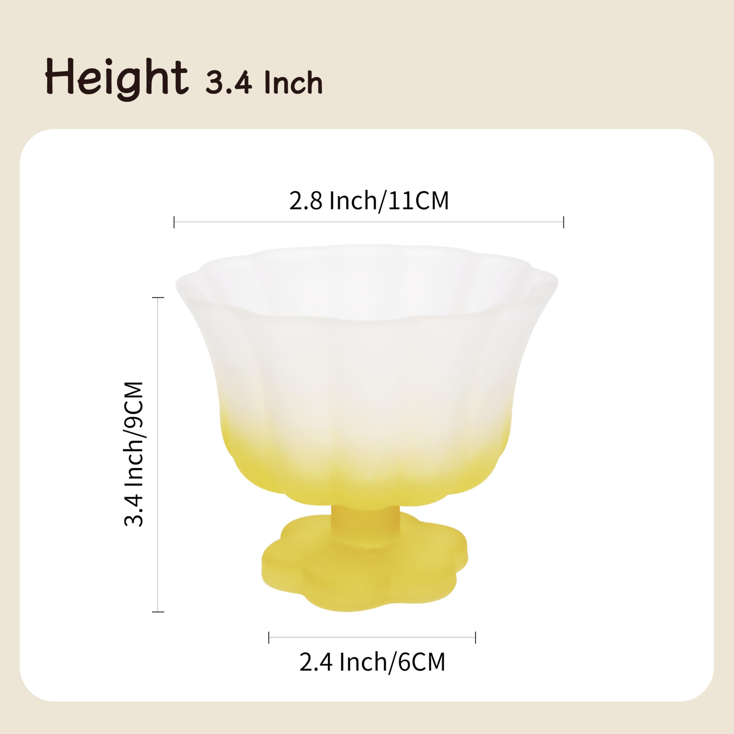 Matte Gradient Finish Glass Dessert Bowl with Heavy Base, 240ml (8.1oz)