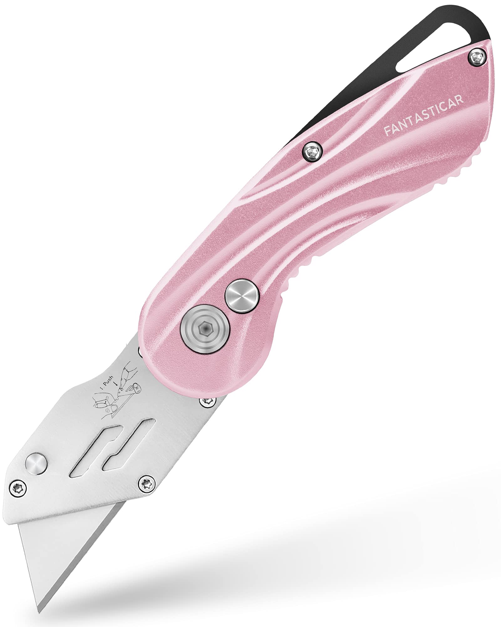 Folding Utility Knife, Cute Metal Box Cutter with Extra 5 Sharp Blades, Quick Blade Change, and Preminium Gift Packaging, for Cardboard Opener, Paper Cutter