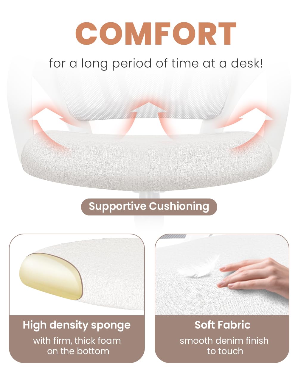 Office Desk Computer Chair Ergonomic Mesh Gaming Mid Back Seat with Comfy Lumbar Support Adjustable Height Swivel