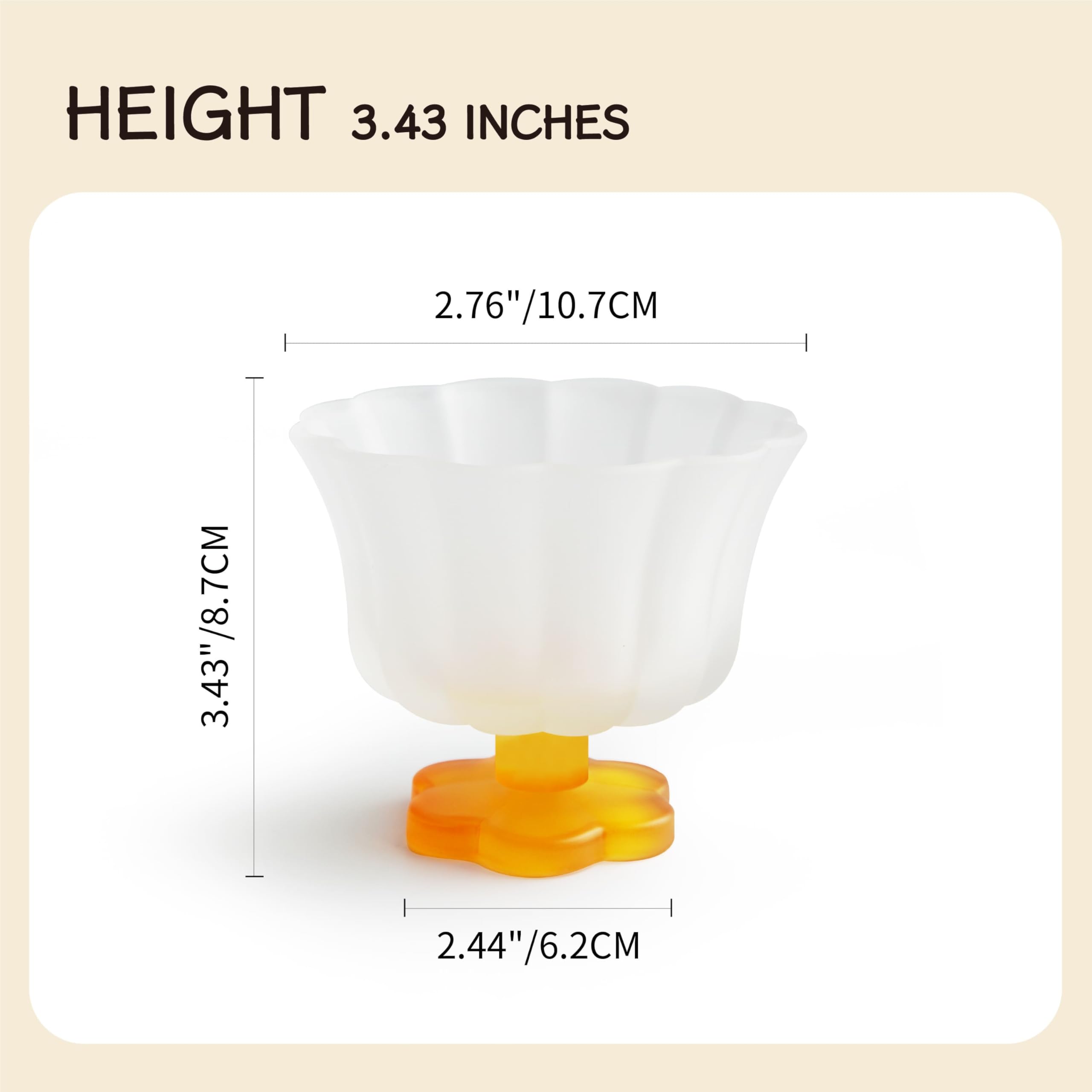 Matte Gradient Finish Glass Dessert Bowl with Heavy Base, 240ml (8.1oz)