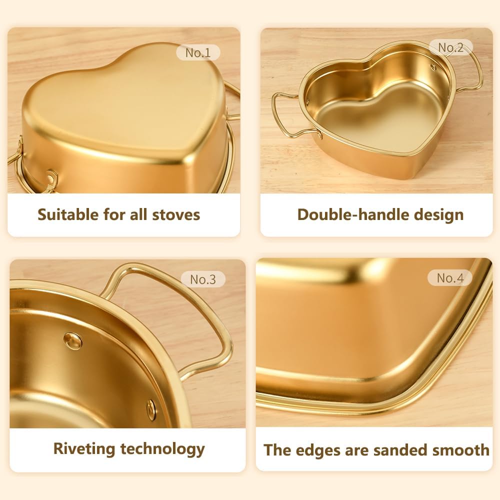 Heart Shaped Stainless Steel Cooking Pot, Fast Cooker with Double Handles, Multifunctional Kitchen Cookware