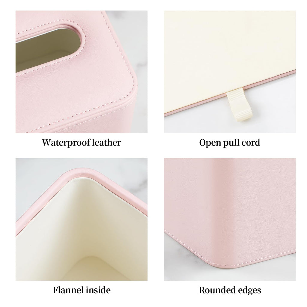 Square Tissue Box Cover with Magnetic Closure - PU Leather