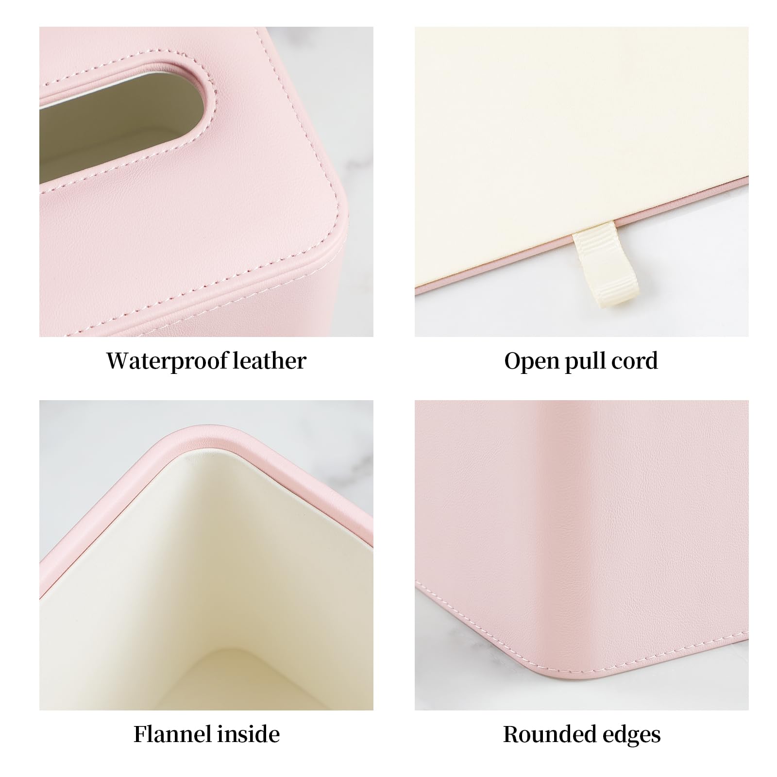 Square Tissue Box Cover with Magnetic Closure - PU Leather