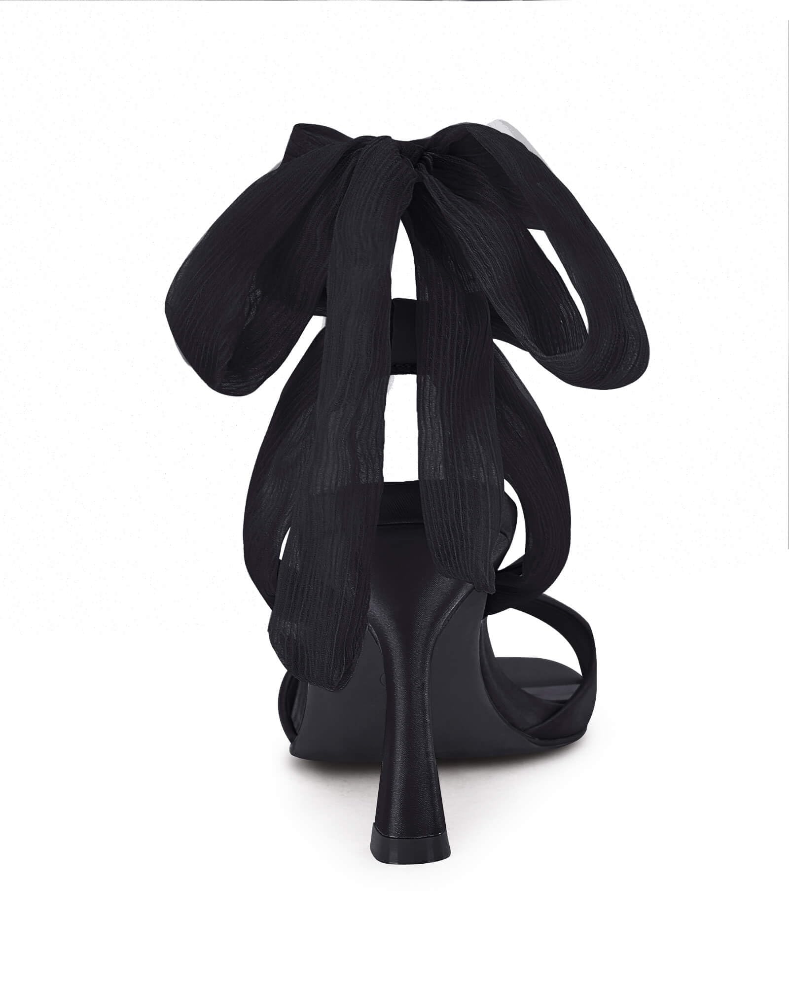 Womens Strappy Kitten Heels Sandals Lace Up Square Open Toe High Heels Satin Summer Dress Shoes