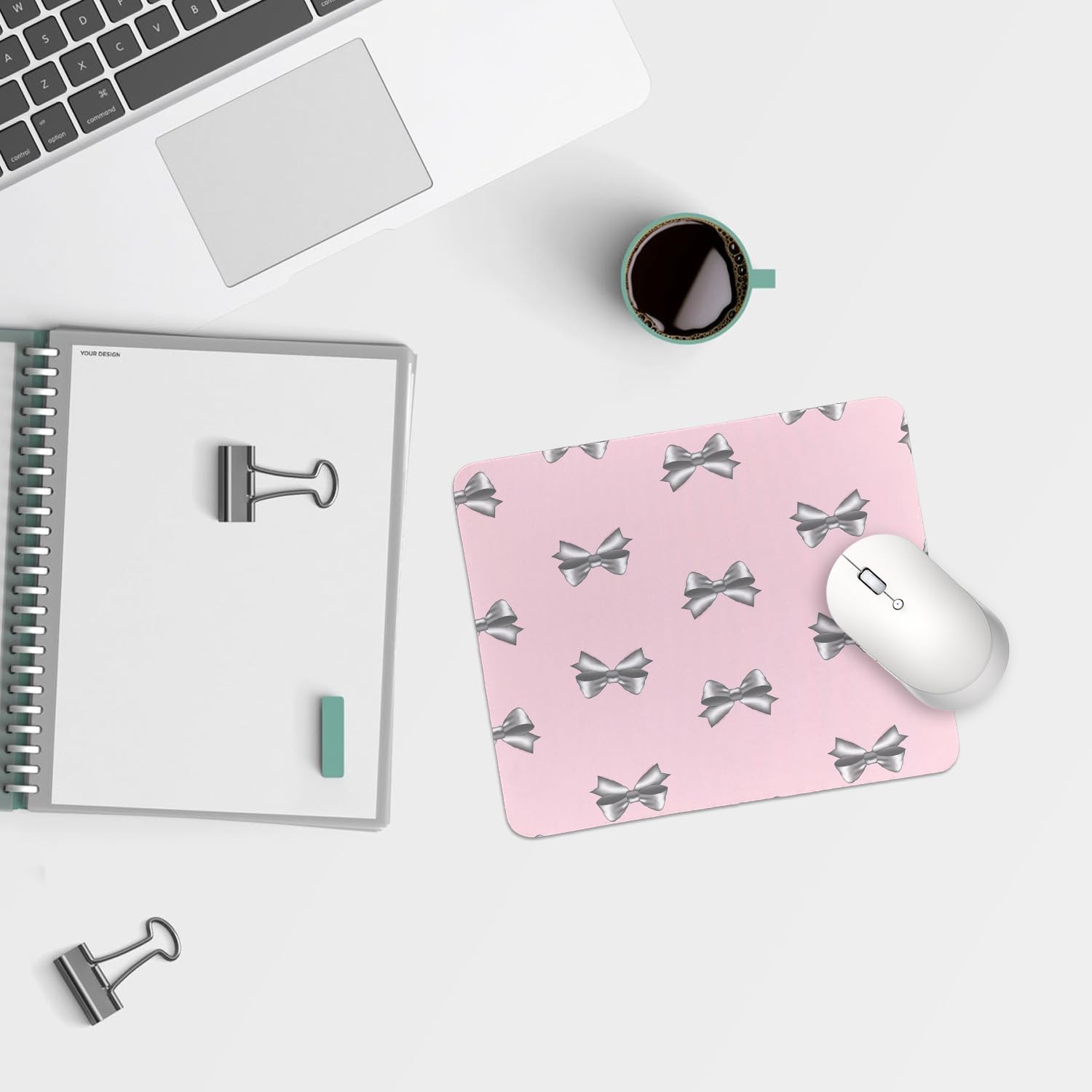 Coquette Bow Mouse Pad, Trendy Mouse Pad, Preppy Cute Mouse Pad for Desk Home Office & Gaming, 9.5x7.9 inches