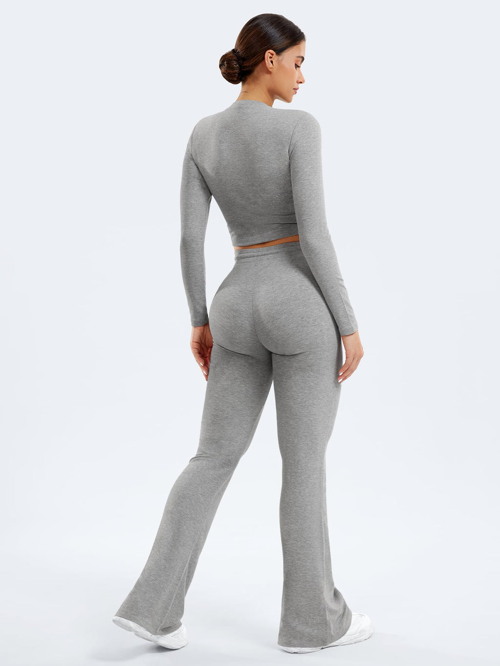 Two Piece Sets for Women Long Sleeve Tops Lounge Set Drawstring Wide Leg Pants Matching