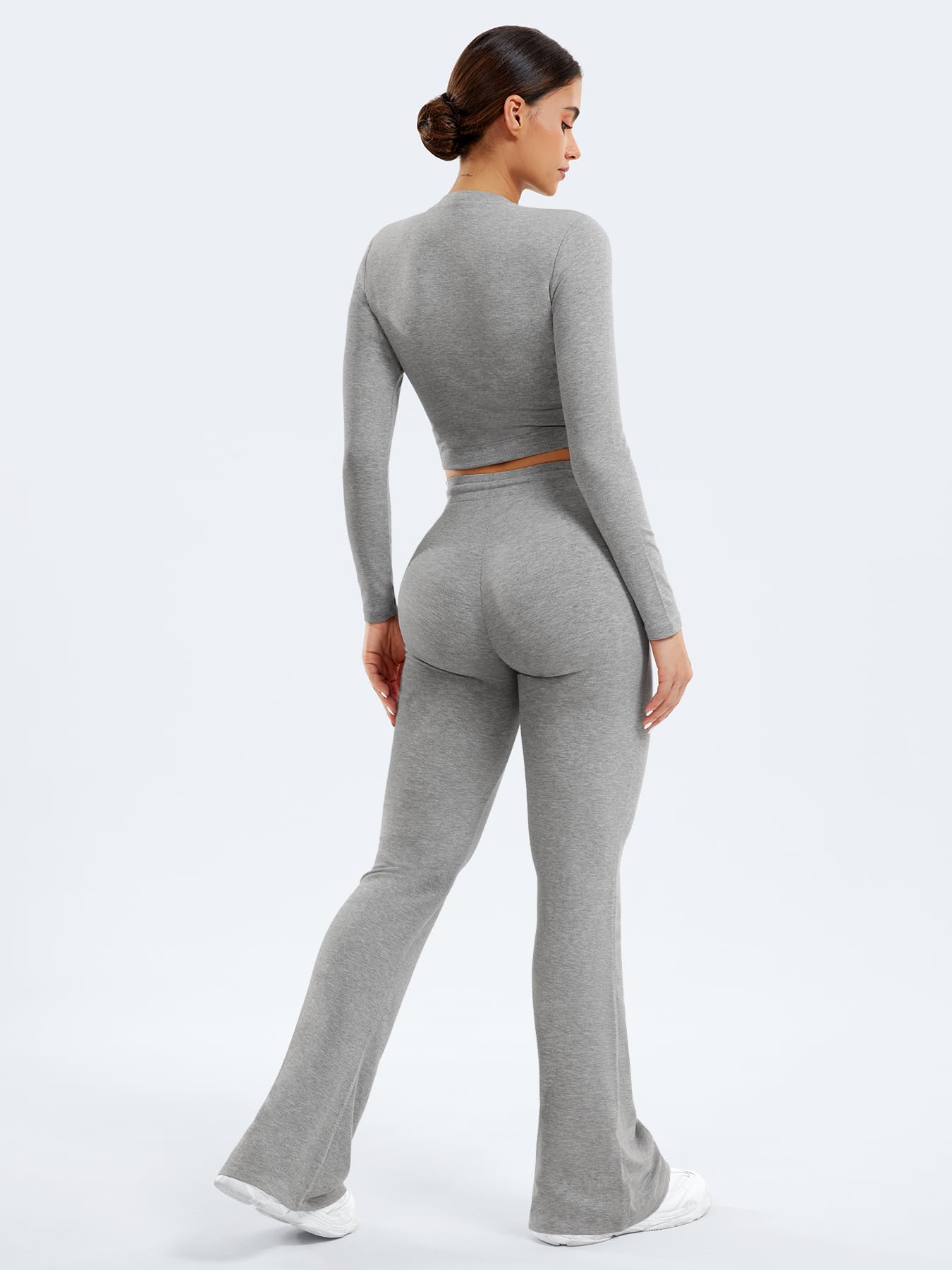 Two Piece Sets for Women Long Sleeve Tops Lounge Set Drawstring Wide Leg Pants Matching