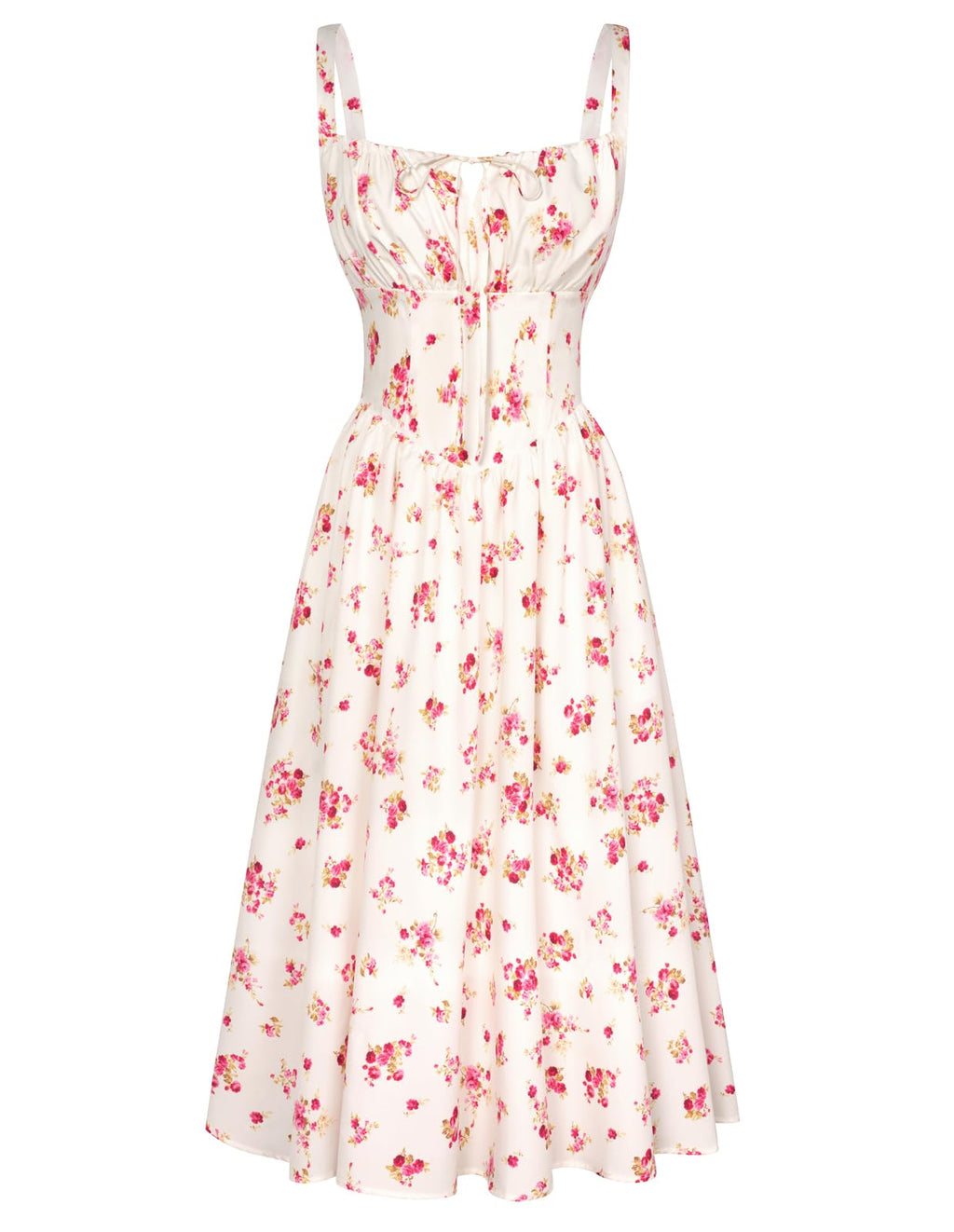 Floral Printed Corset Dress Ruched Bust Cami Flowy Sundress