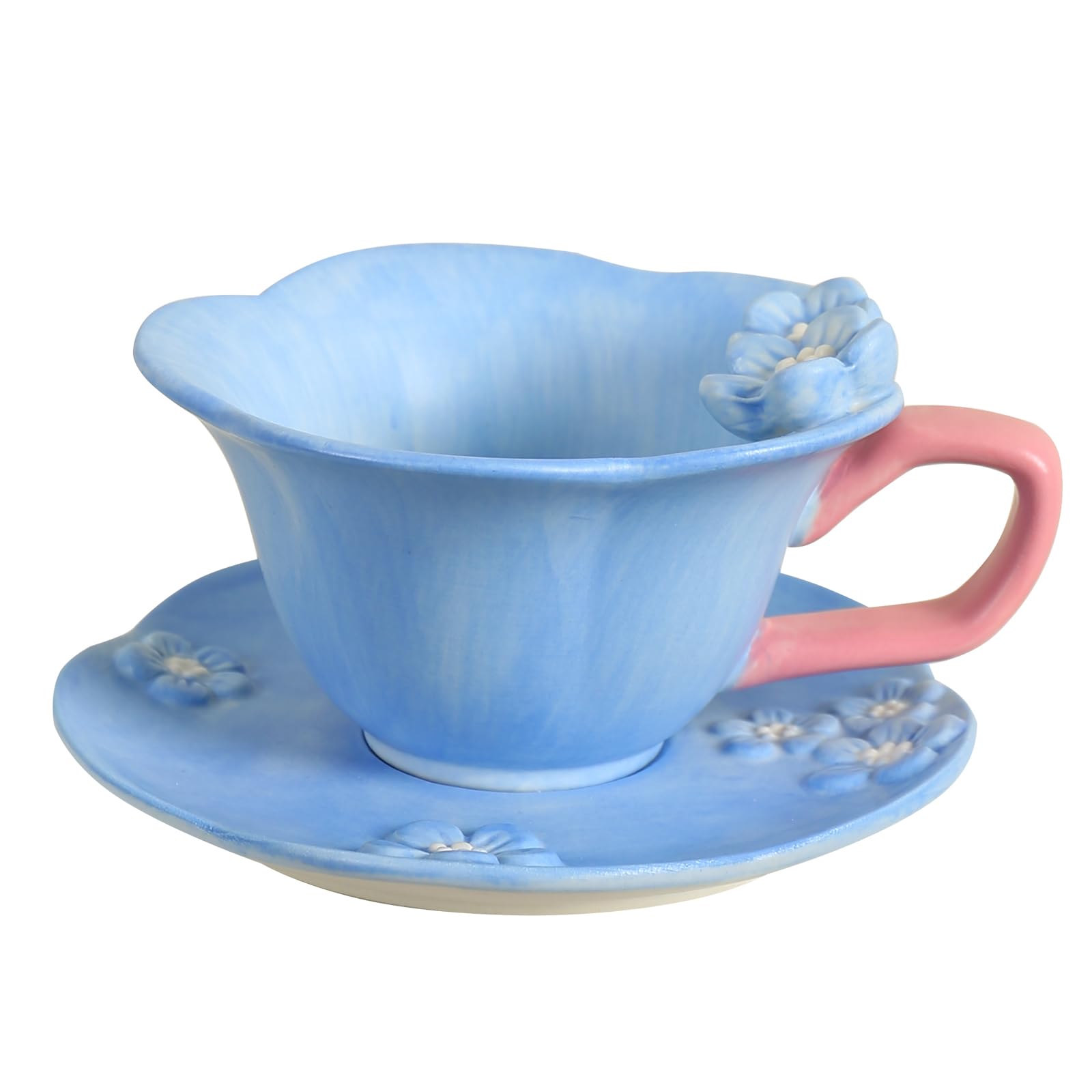 Floral Tea Cups and Saucers, Ceramic Cute Tea Cup for Tea Party