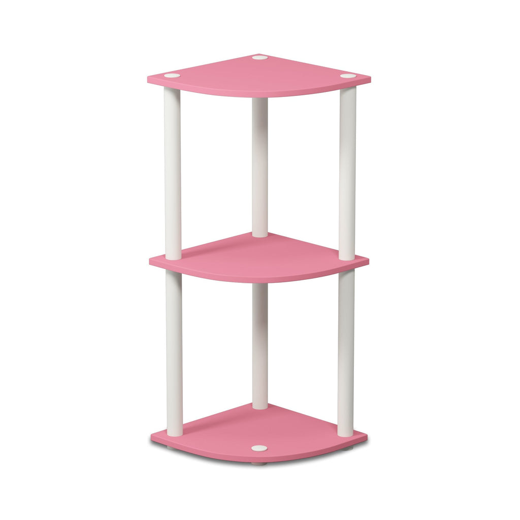 Three-Tier Round Tube Reversible Corner Display Rack Multipurpose Shelving Unit