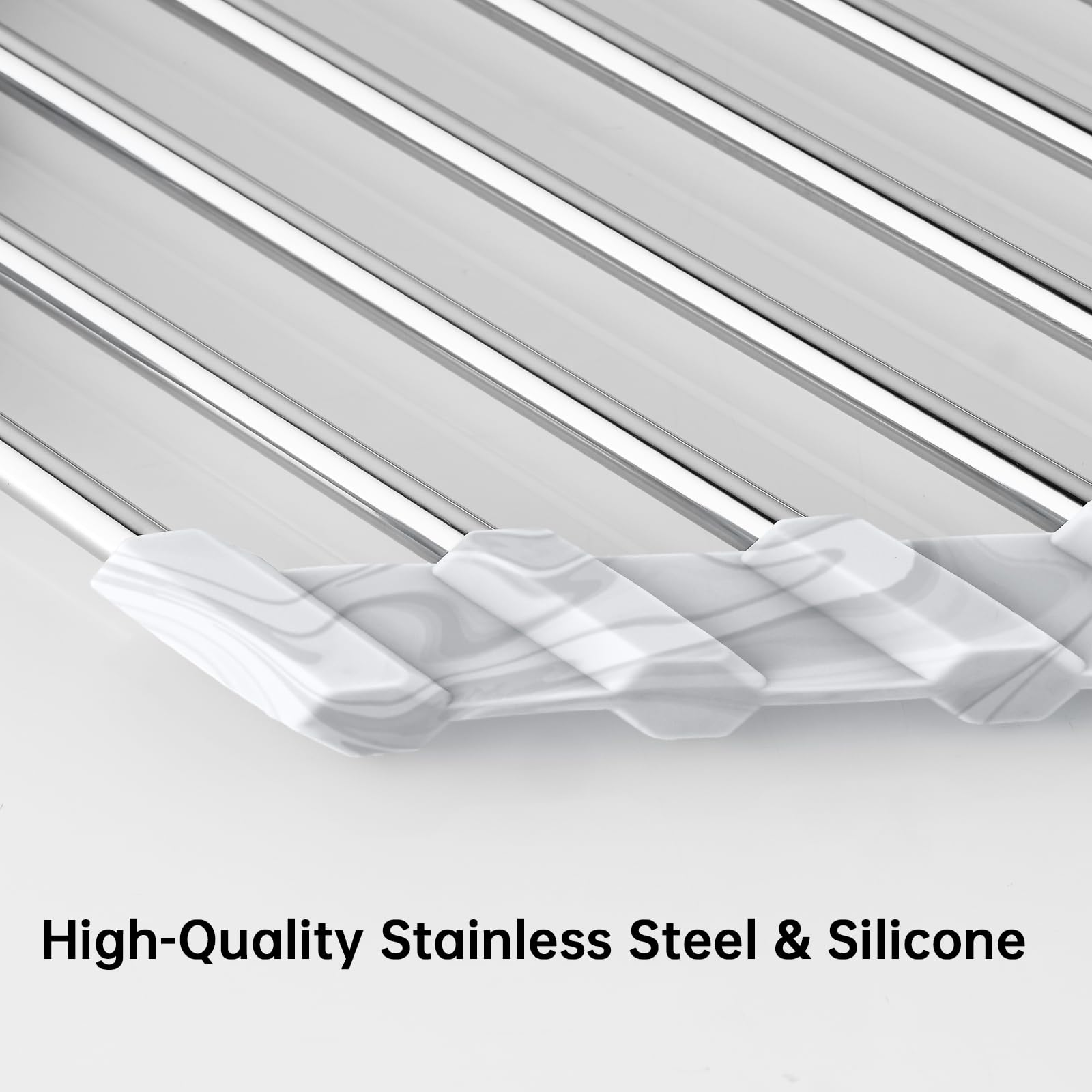 Triangle Foldable Dish Drying Rack, Small Roll-Up - Stainless Steel Over Sink Drainer for Kitchen Sink Corner, Rustproof