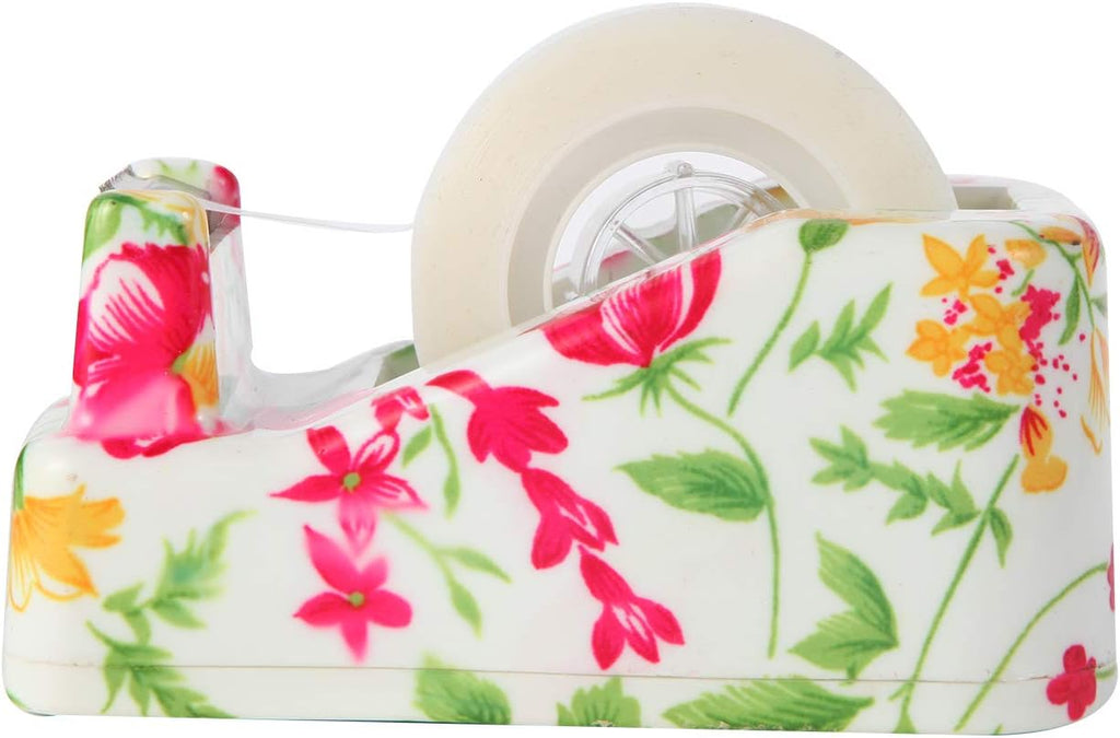 Cute Tape Dispenser Desk Cute Home Office Desk Supplies Fun Desk Accessories Floral Tape Dispenser Cute Office Supplies for Women Desk Weighted Non-Skid Non-Slip Base Tape Dispensers