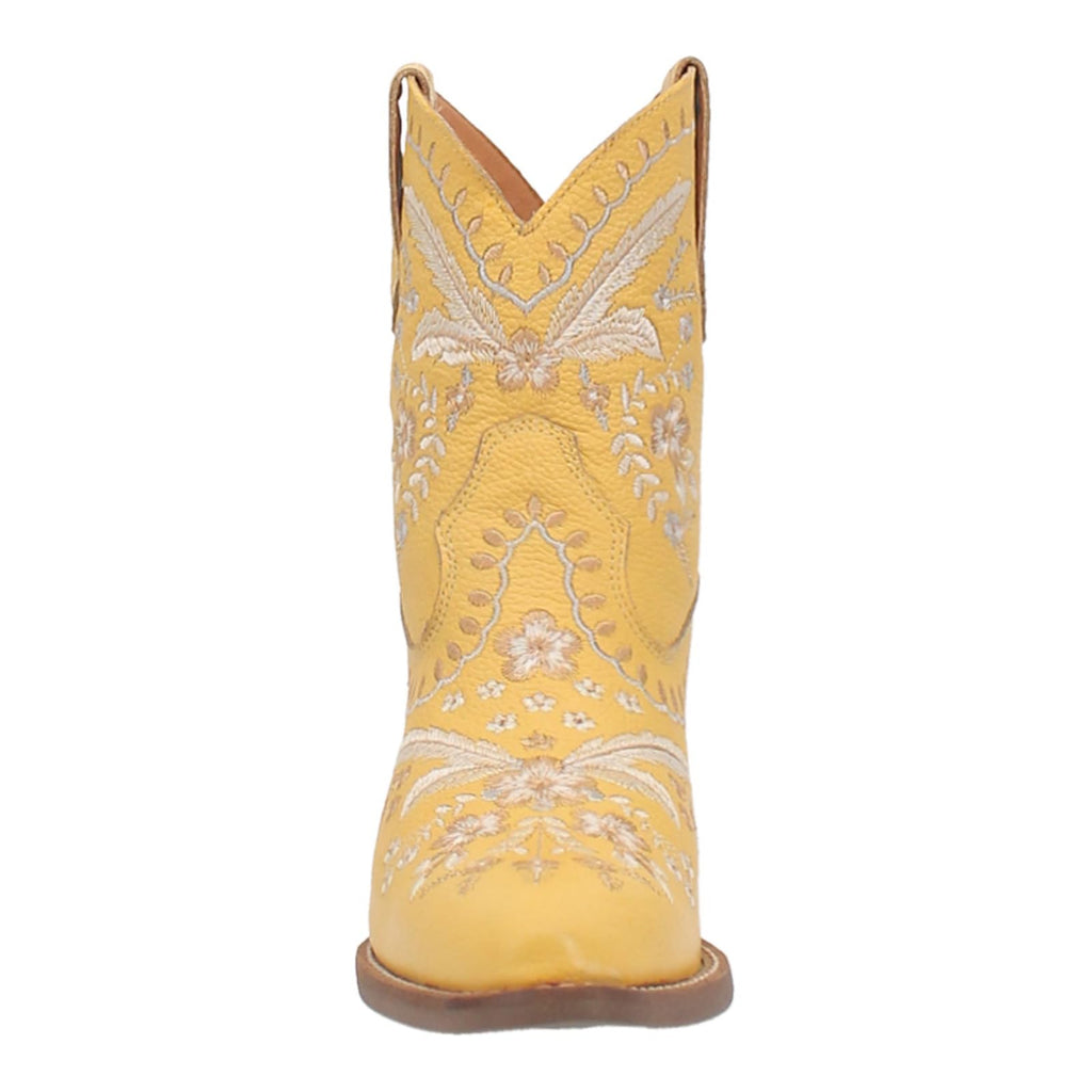 Womens Primrose Metallic Embroidered Floral Snip Toe Casual Boots Ankle Mid Heel 2-3"