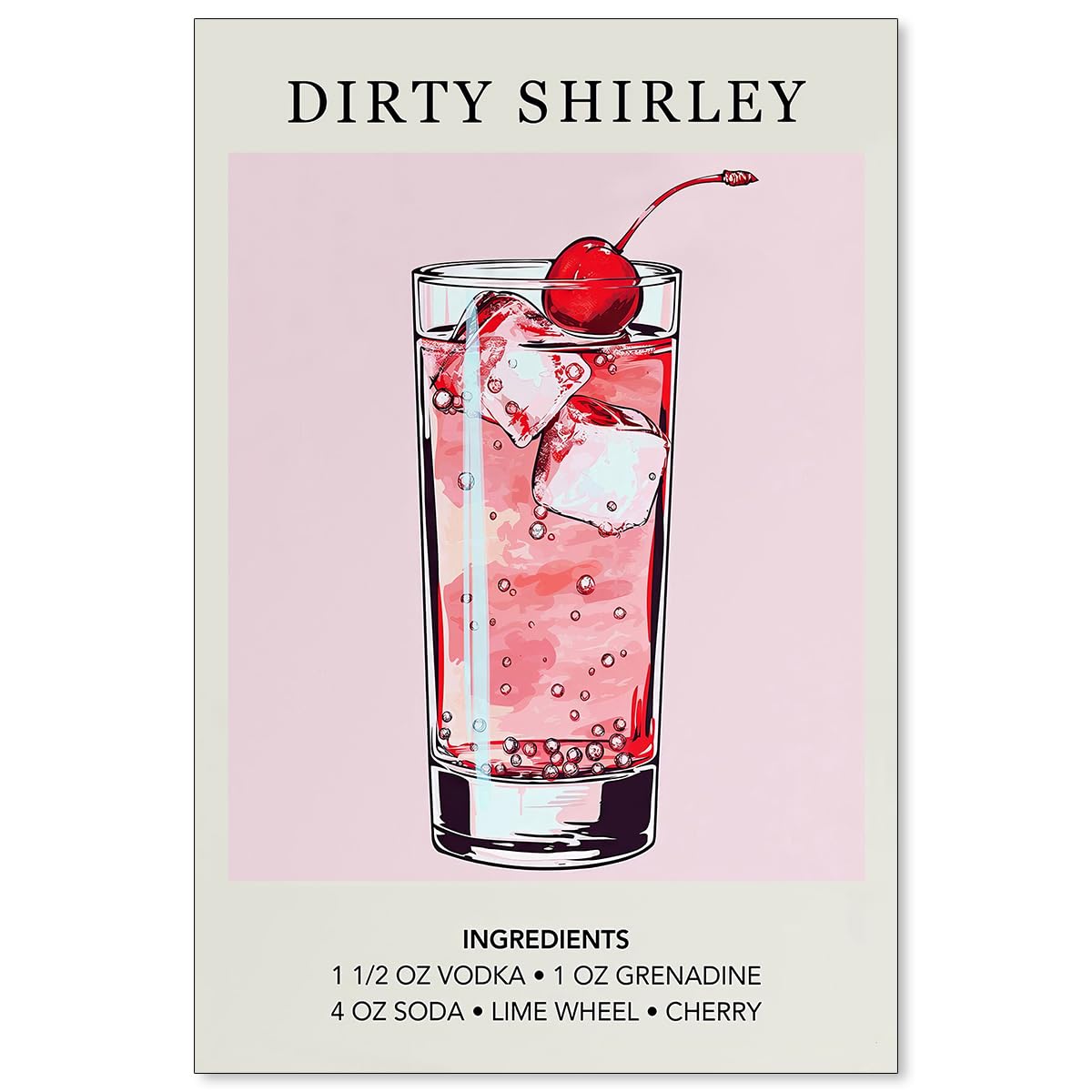 Cocktail Poster Alcohol Drink Wall Art Preppy Bar Cart Canvas Prints for Funky Bar Kitchen Wall Decor