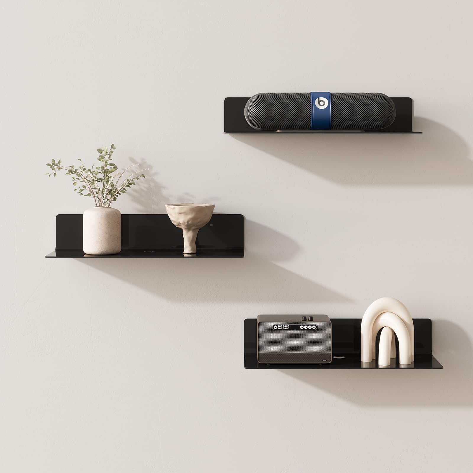 Floating Acrylic Shelves, 2 Pack Kids Floating Bookshelf Wall Mounted Display Shelf for Books