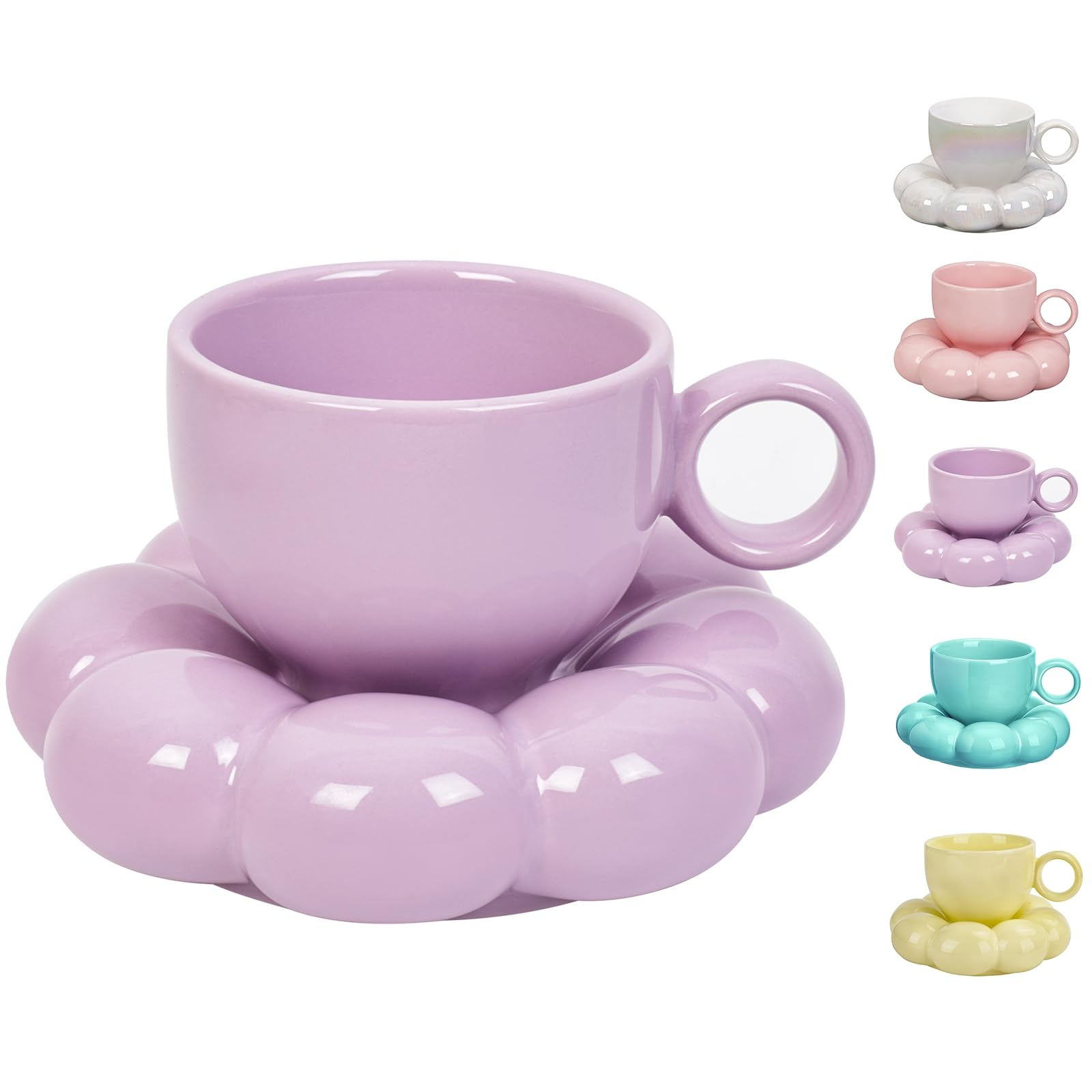 Coffee Mug, Tea Cup and Saucer Set with Spoon  10oz