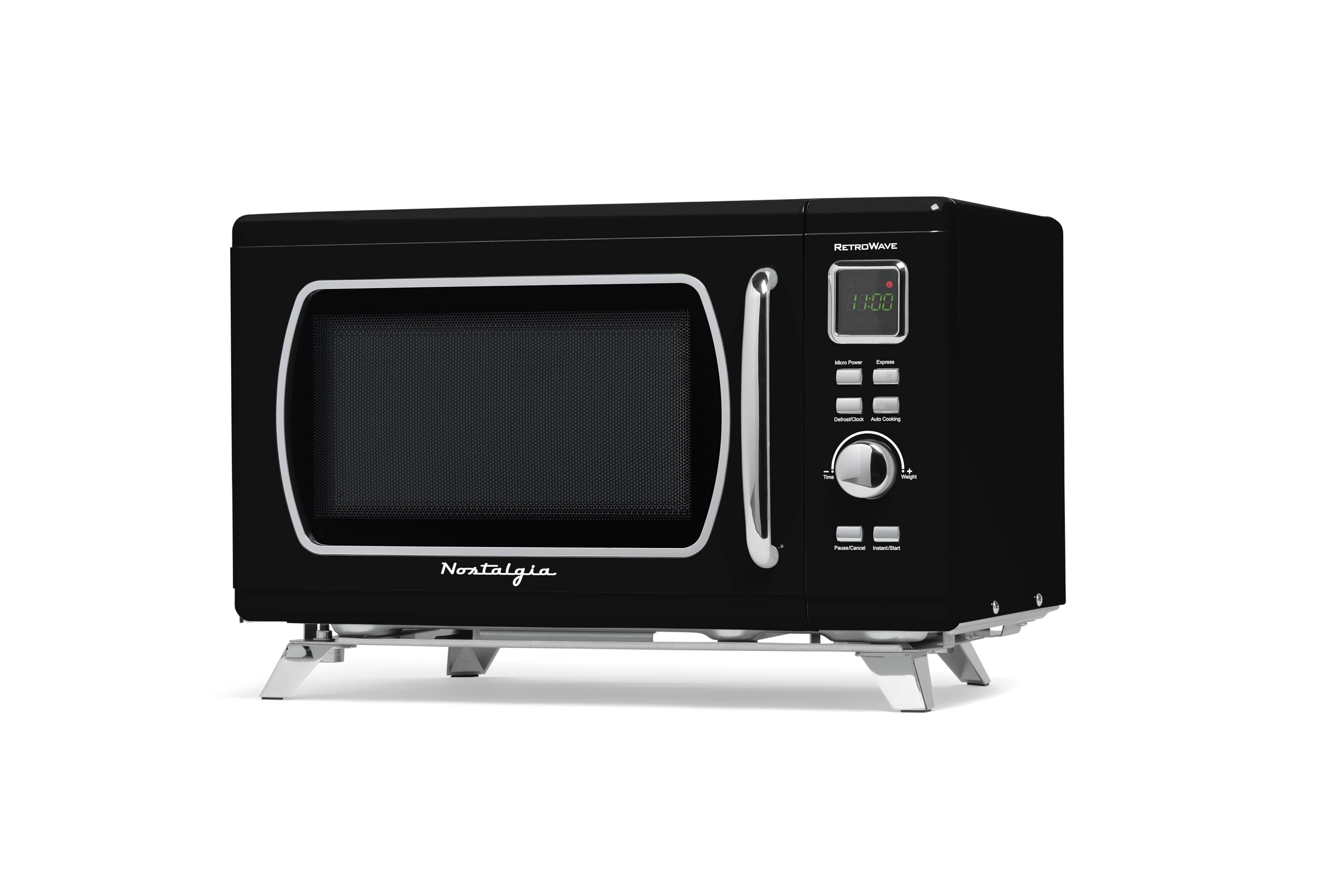 Nostalgia Retro Compact Countertop Microwave Oven 0.7 Cu. Ft. -700-Watts with LED Digital Display-Child Lock-Easy Clean Interior-Pink