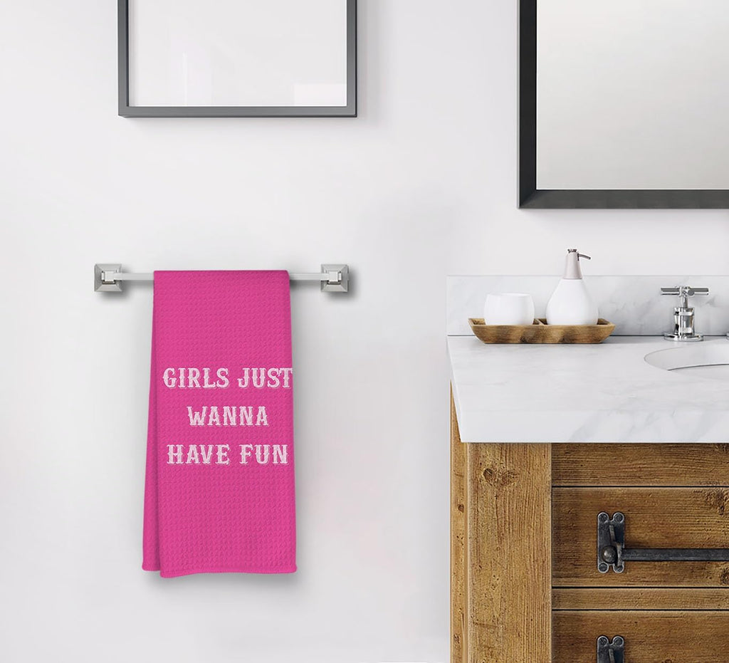 Pink Girls Just Wanna Have Fun Hand Towels