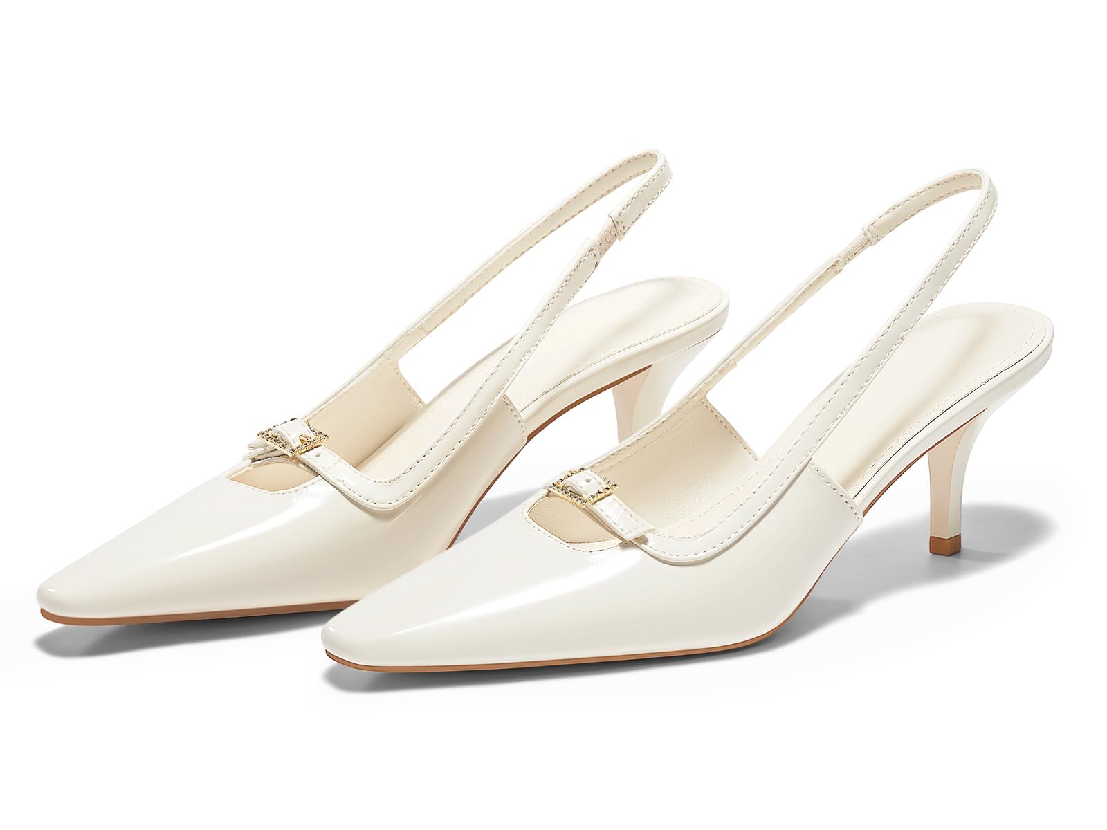 Womens Kitten Heels Slingback Dress Shoes Buckle Office Work Pumps Shoes