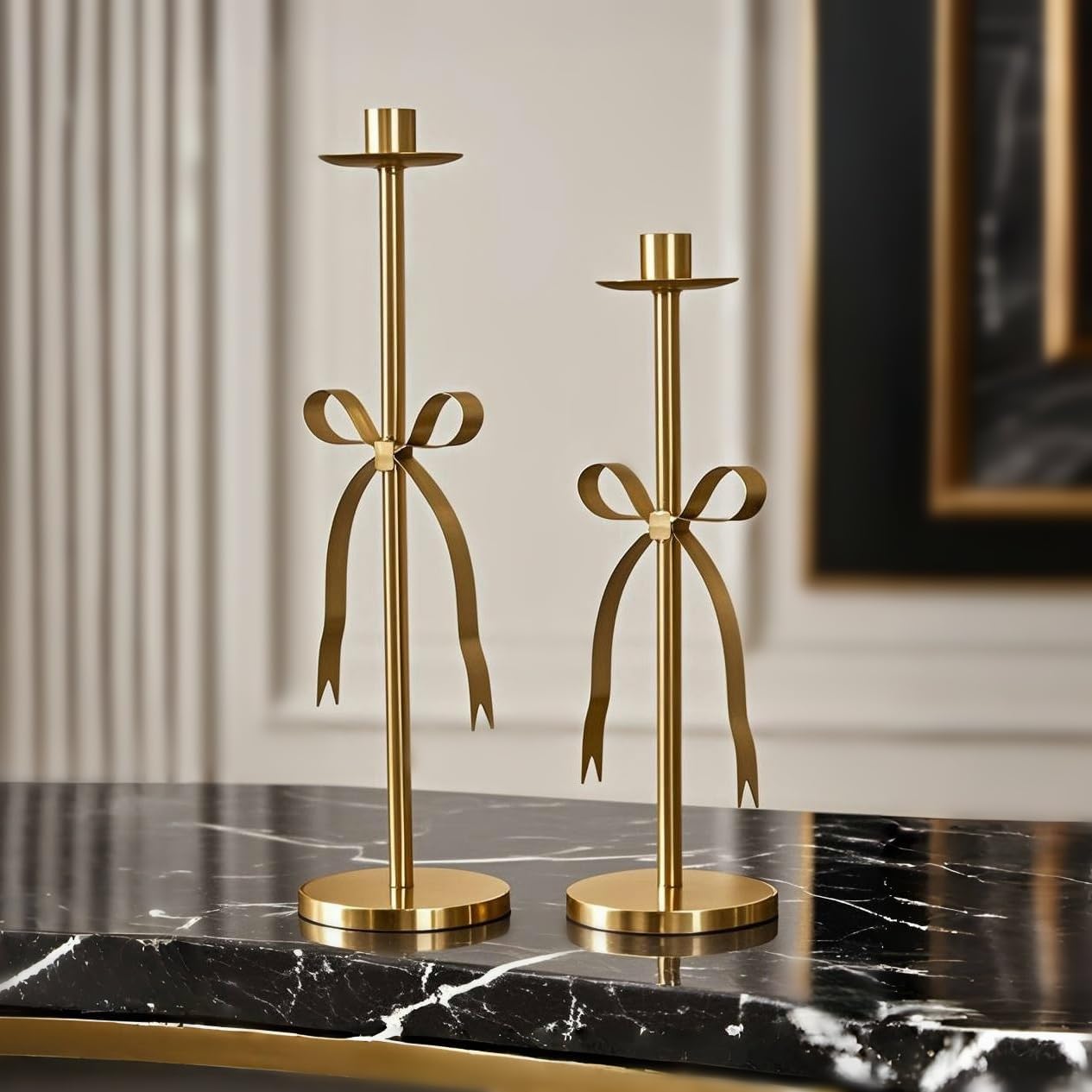 Bow Taper Candle Holders, Set of 2 Candle Stick Holders Set, Modern Decorative Centerpiece
