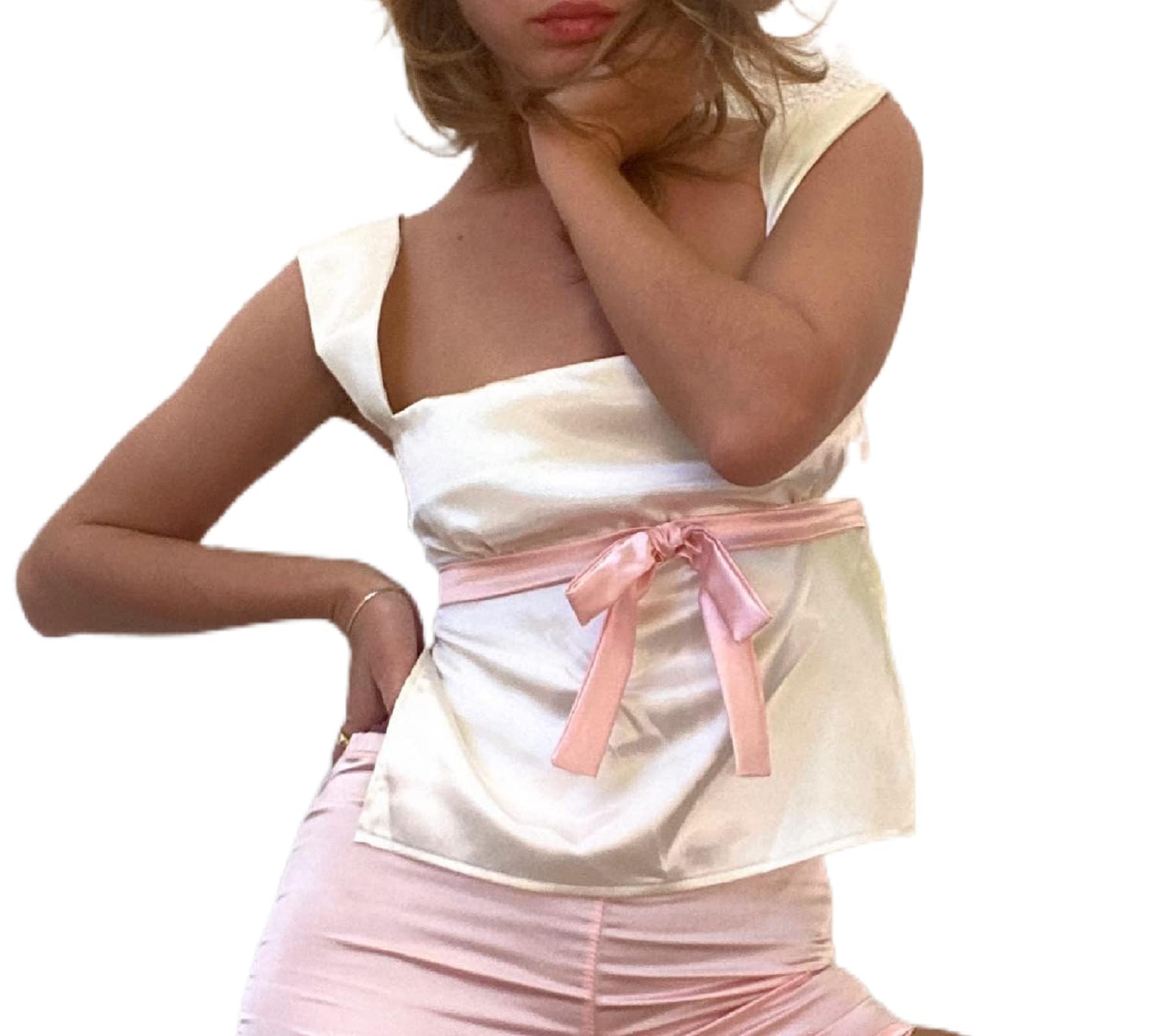 Women Elegant Lace V Neck Camis Sleeveless Spaghetti Strap Slim Camisoles Vintage Backless Tank Top