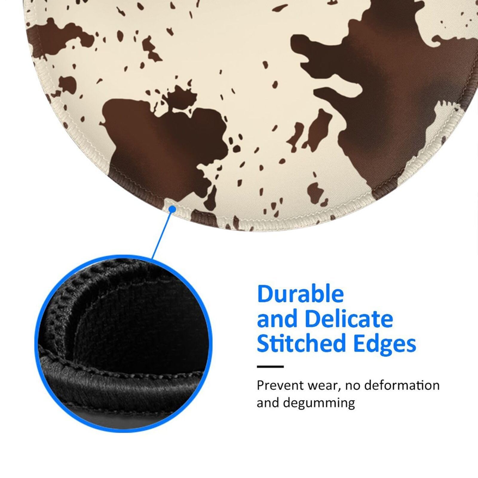 Round Mouse Pad Desk Top - Stitched Edges 8 X 8 Inch